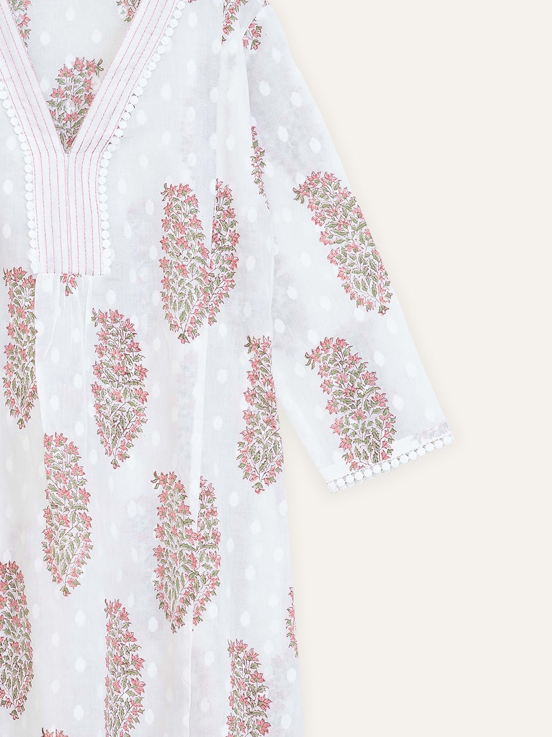 Cotton Block Printed A-Line Kurta - AINA