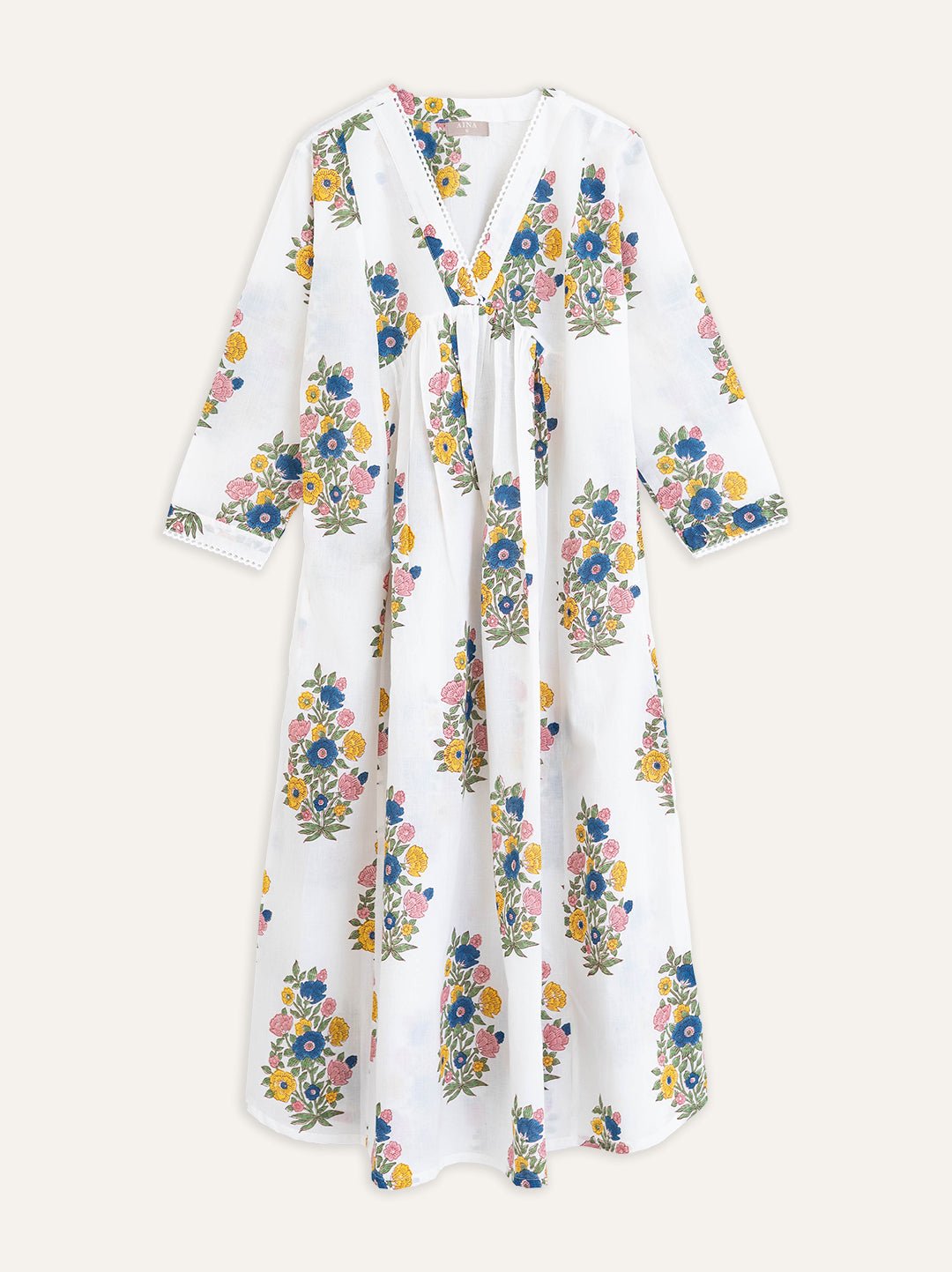 Cotton Block Printed A Line Kurta - AINA