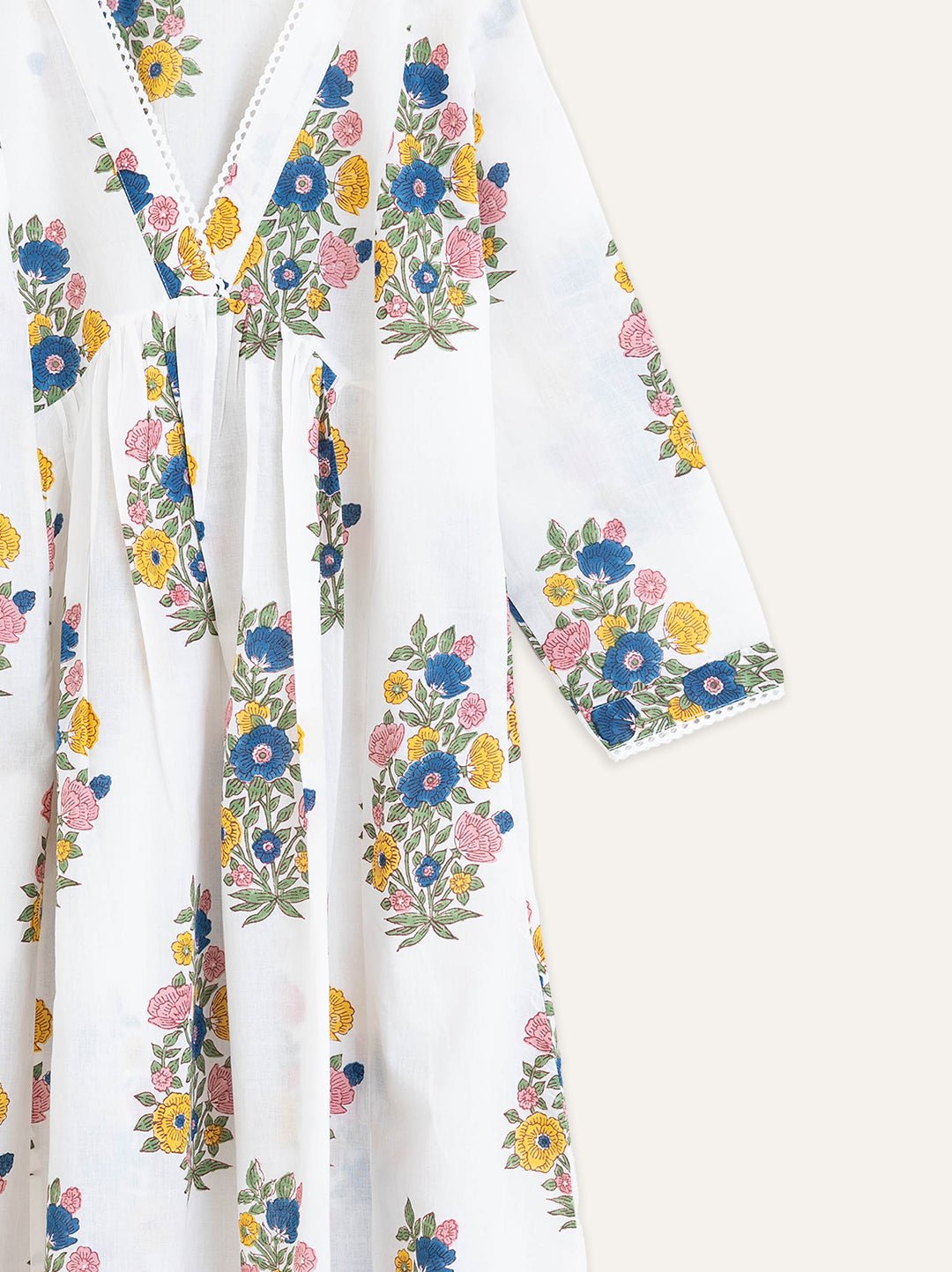 Cotton Block Printed A Line Kurta - AINA