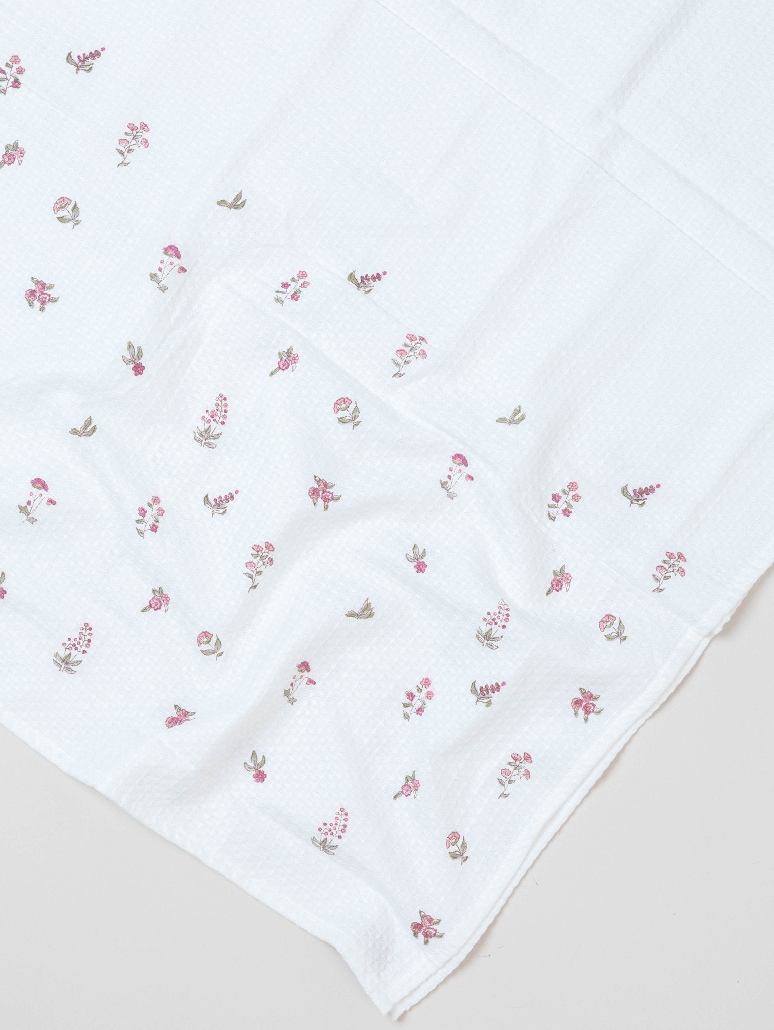 Cotton Block Printed Honeycomb Bath Towel - AINA