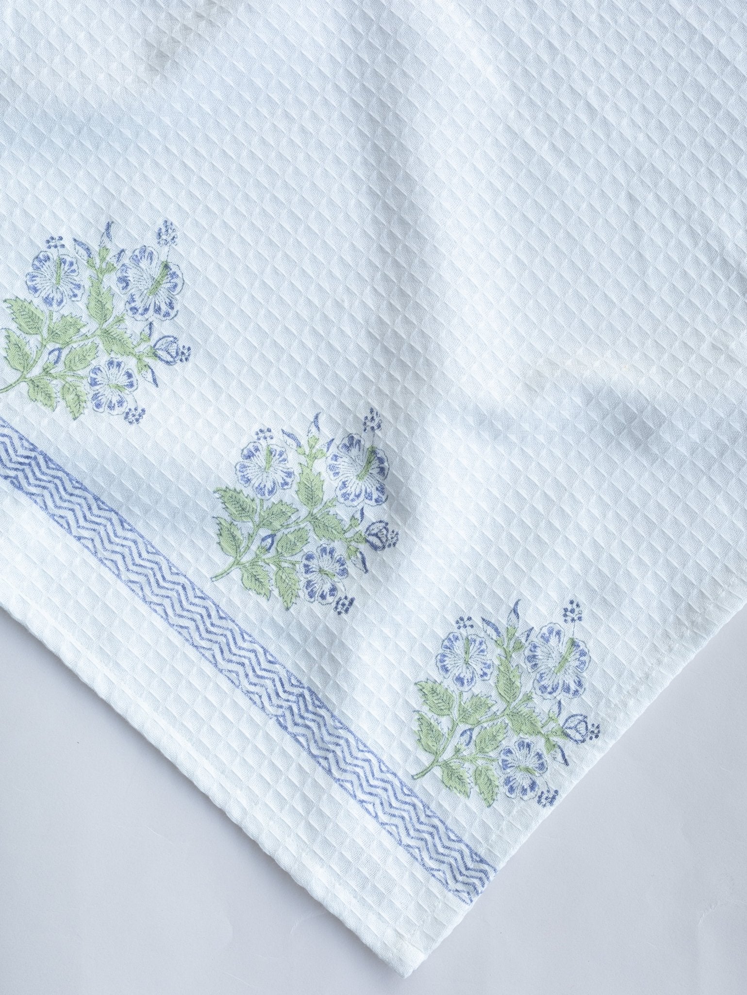 Cotton Block Printed Honeycomb Bath Towel - AINA