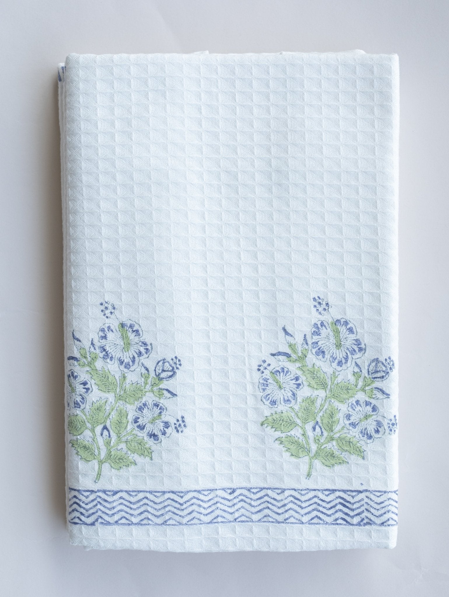 Cotton Block Printed Honeycomb Bath Towel - AINA
