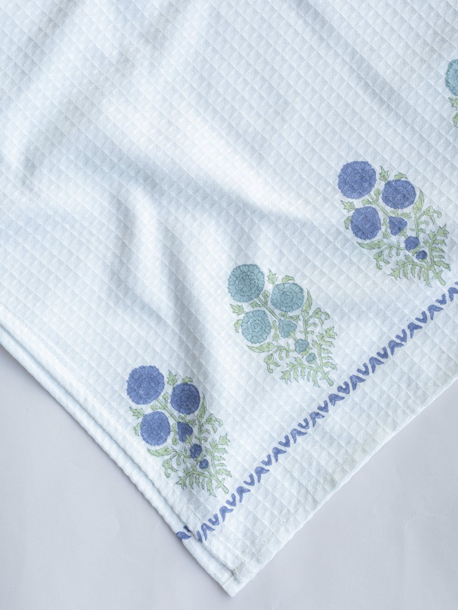Cotton Block Printed Honeycomb Bath Towel - AINA