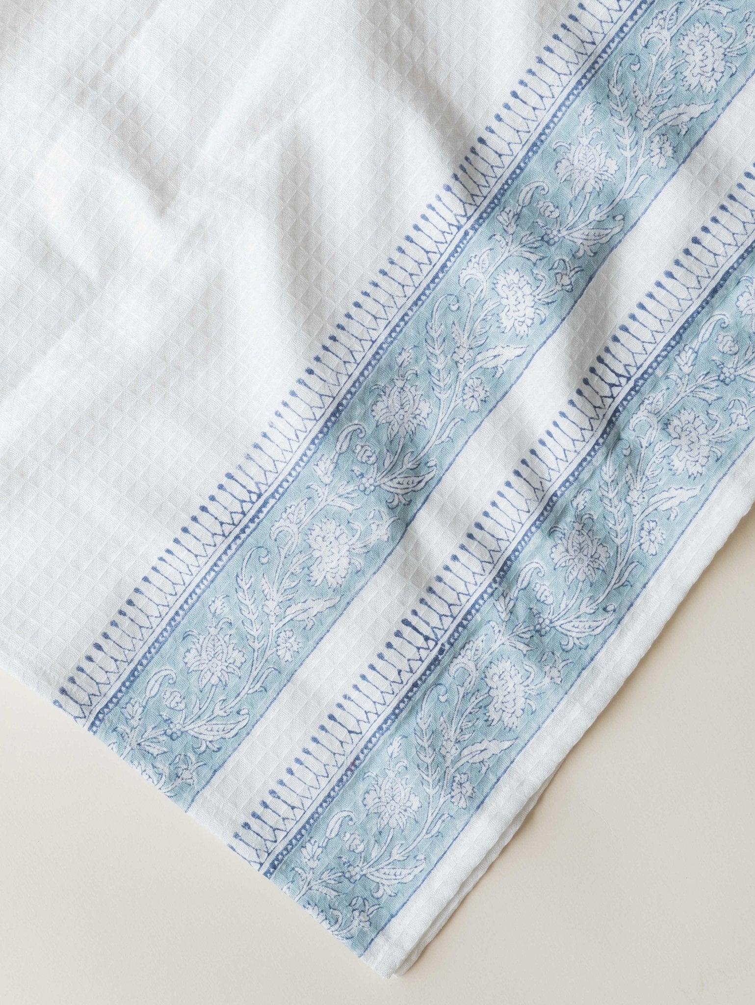 Cotton Block Printed Honeycomb Bath Towel - AINA