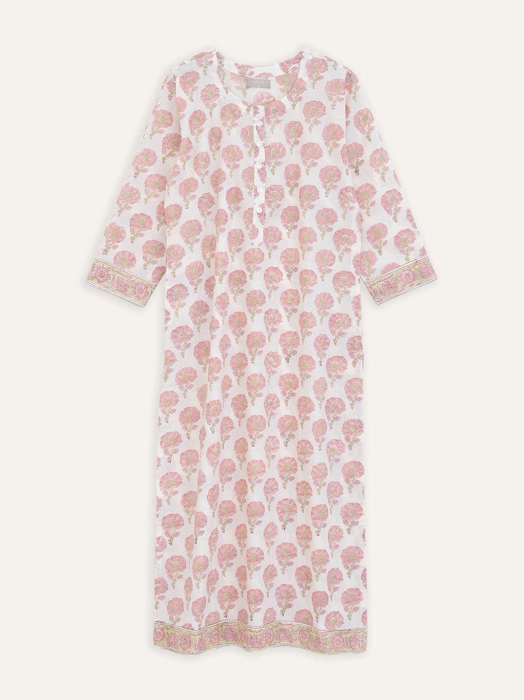 Cotton Block Printed Straight Kurta - AINA
