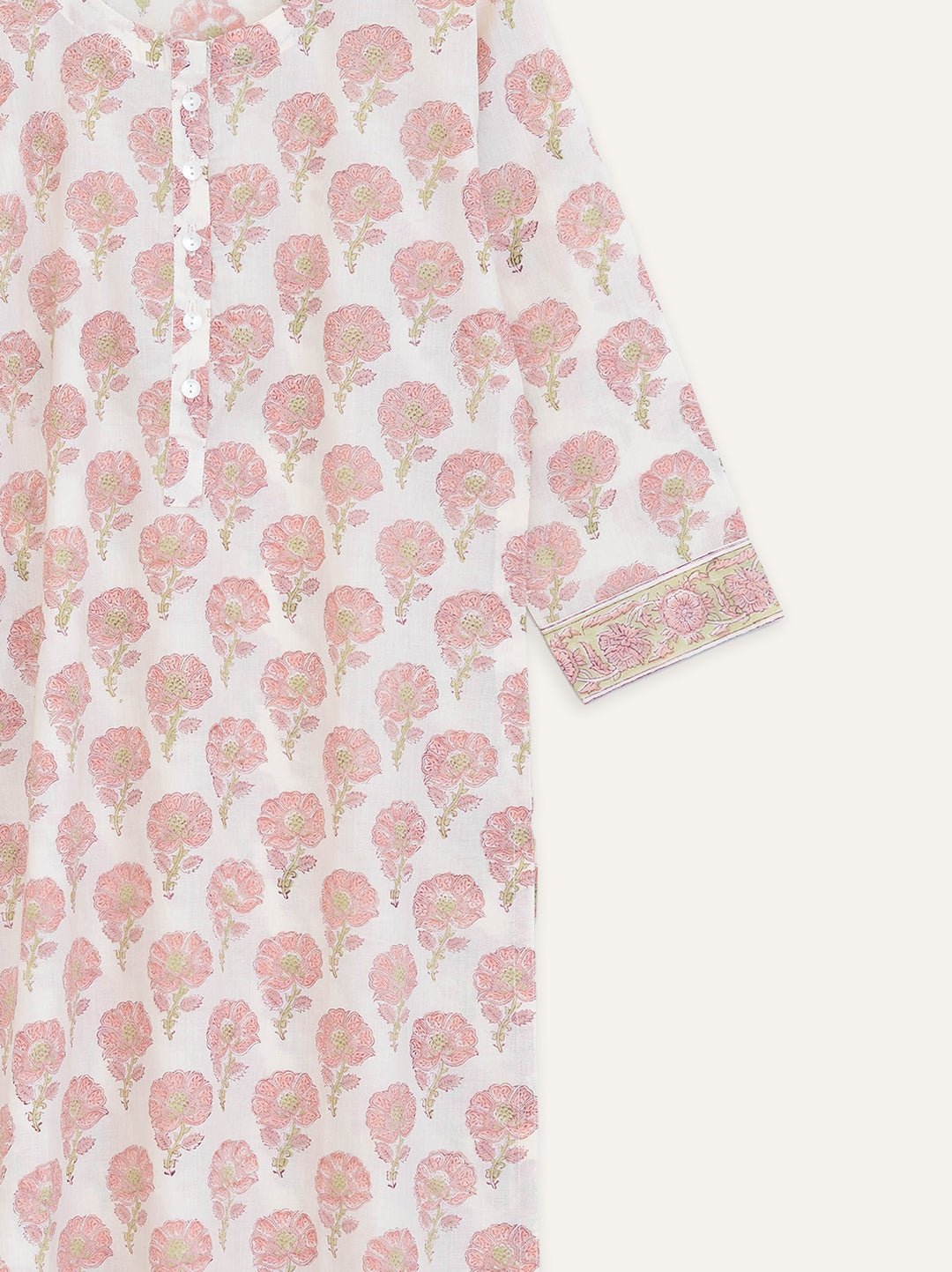 Cotton Block Printed Straight Kurta - AINA