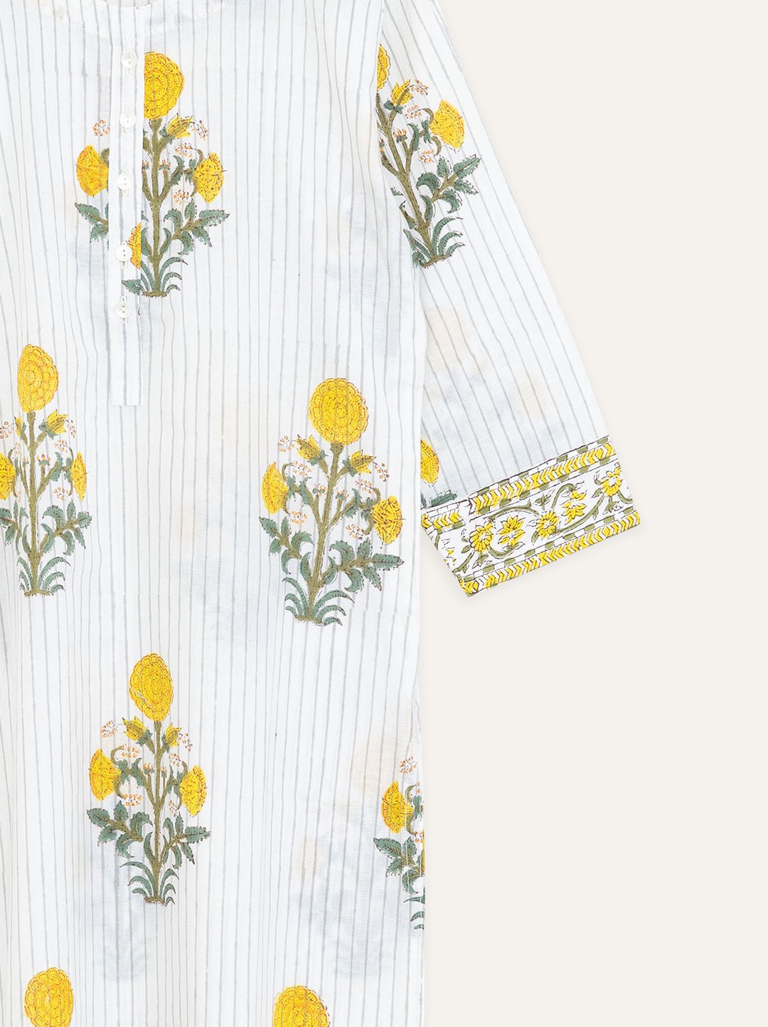 Cotton Block Printed Straight Kurta - AINA