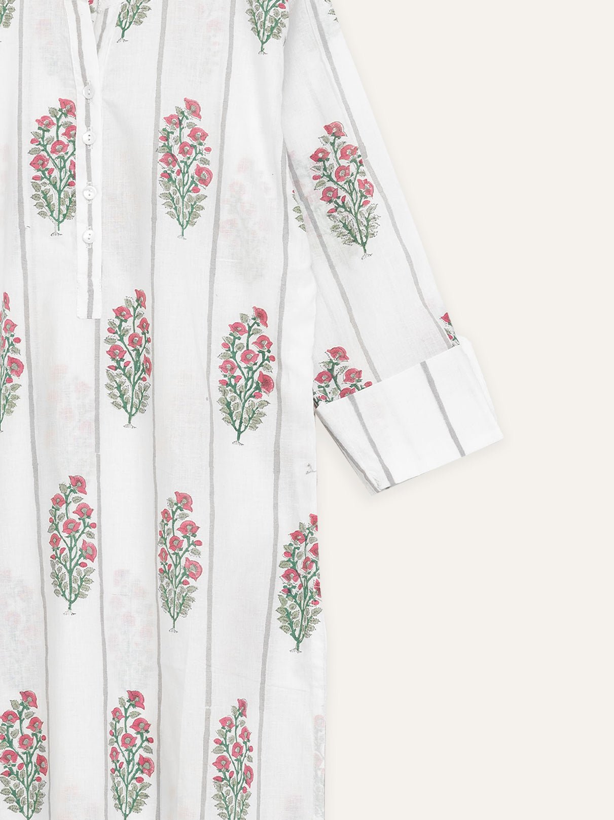 Cotton Block Printed Straight Kurta - AINA