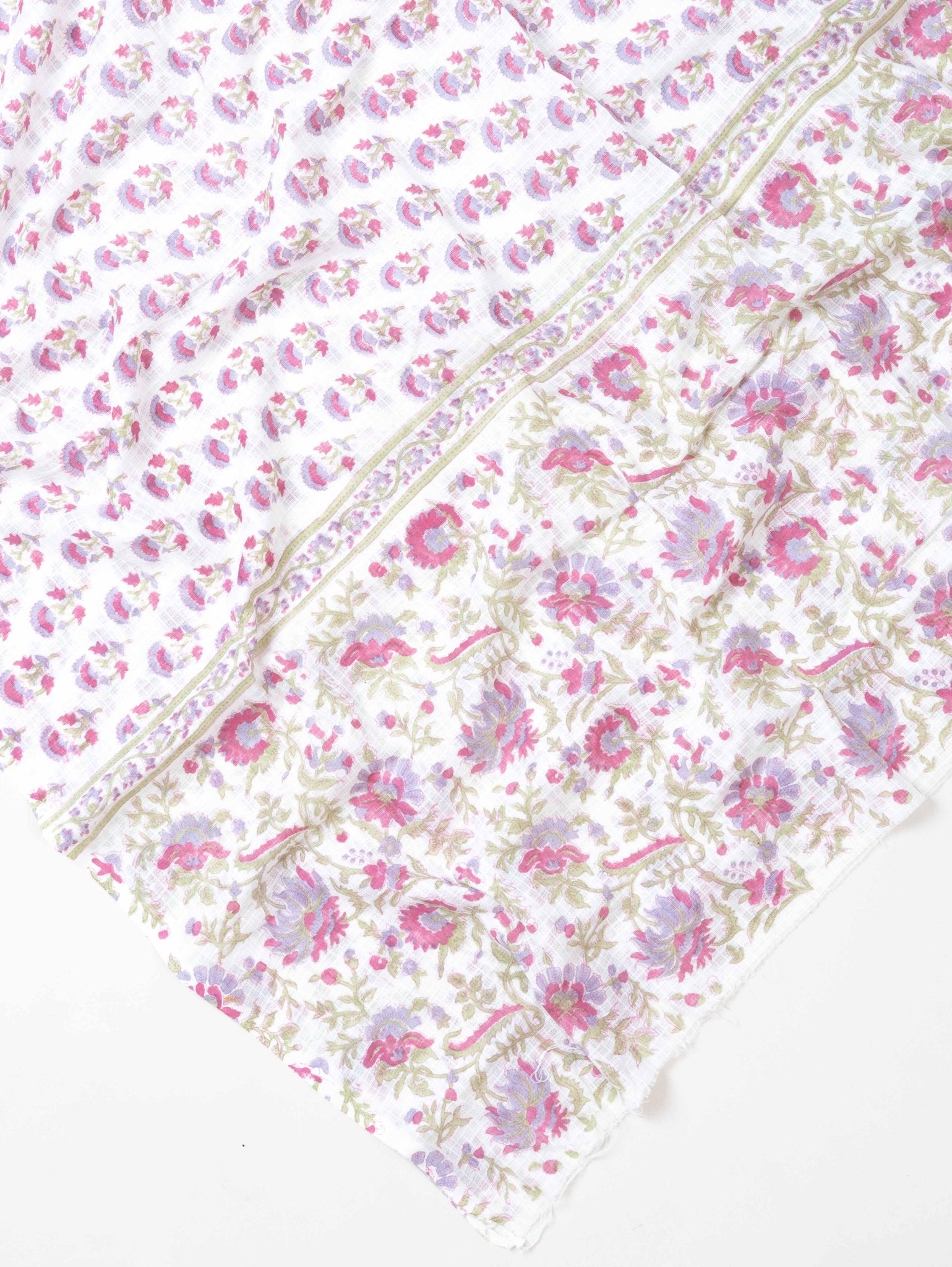 Cotton Block Printed Unstitched Suit Set - 3 Piece - AINA