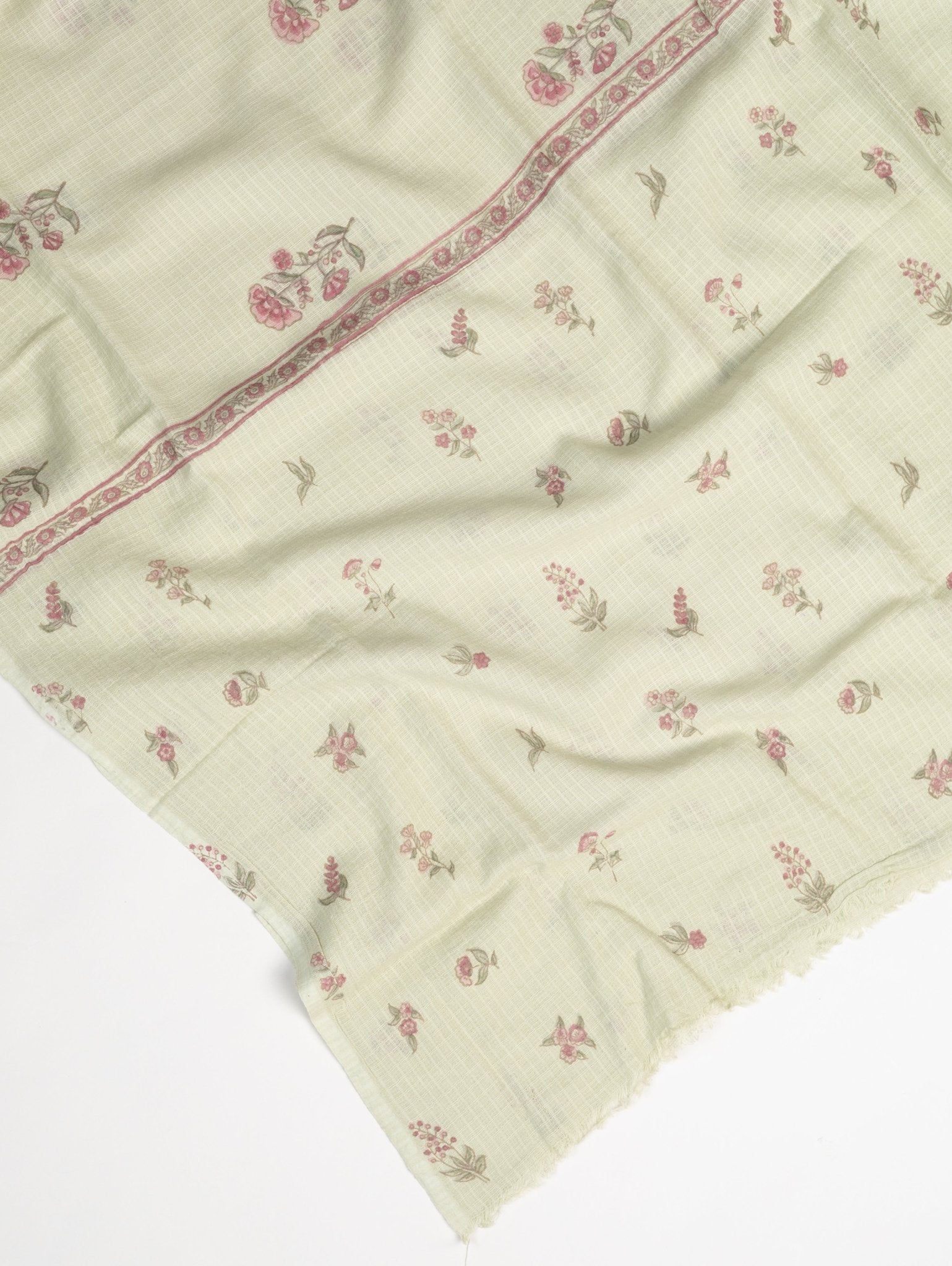 Cotton Block Printed Unstitched Suit Set - 3 Piece - AINA