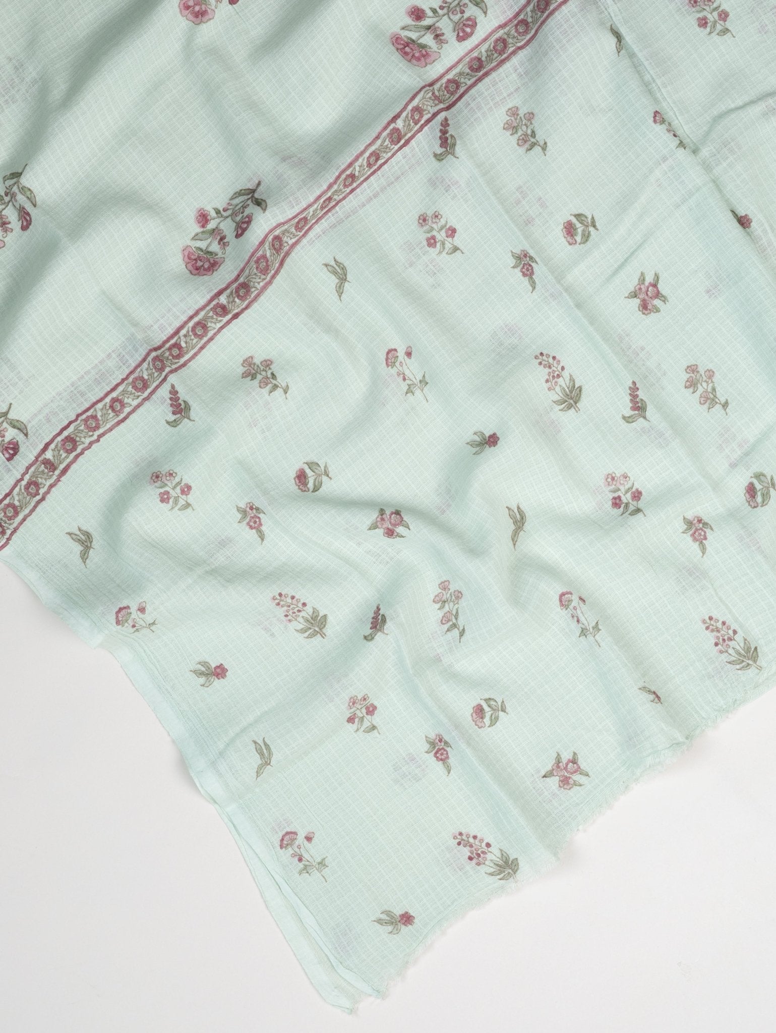 Cotton Block Printed Unstitched Suit Set - 3 Piece - AINA