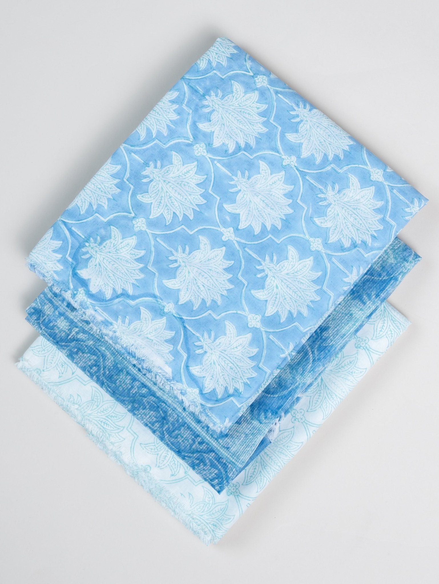 Cotton Block Printed Unstitched Suit Set - 3 Piece - AINA