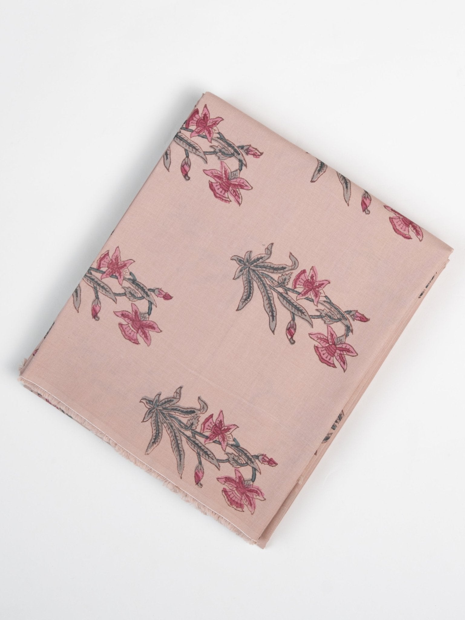 Cotton Block Printed Unstitched Suit Set - 3 Piece - AINA