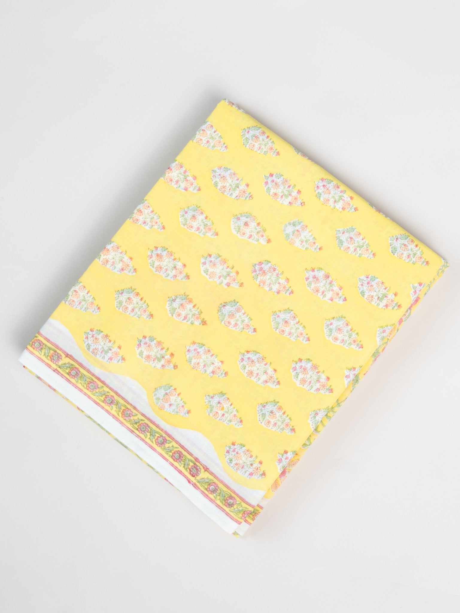 Cotton Block Printed Unstitched Suit Set - 3 Piece - AINA