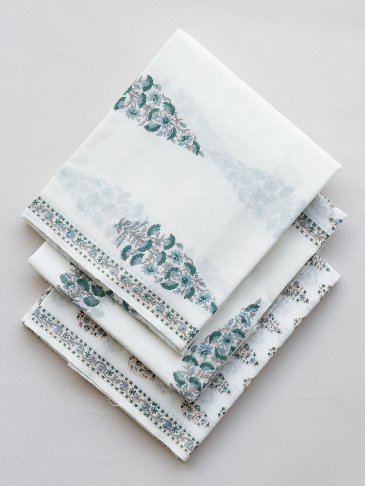 Cotton Block Printed Unstitched Suit Set - 3 Piece - AINA