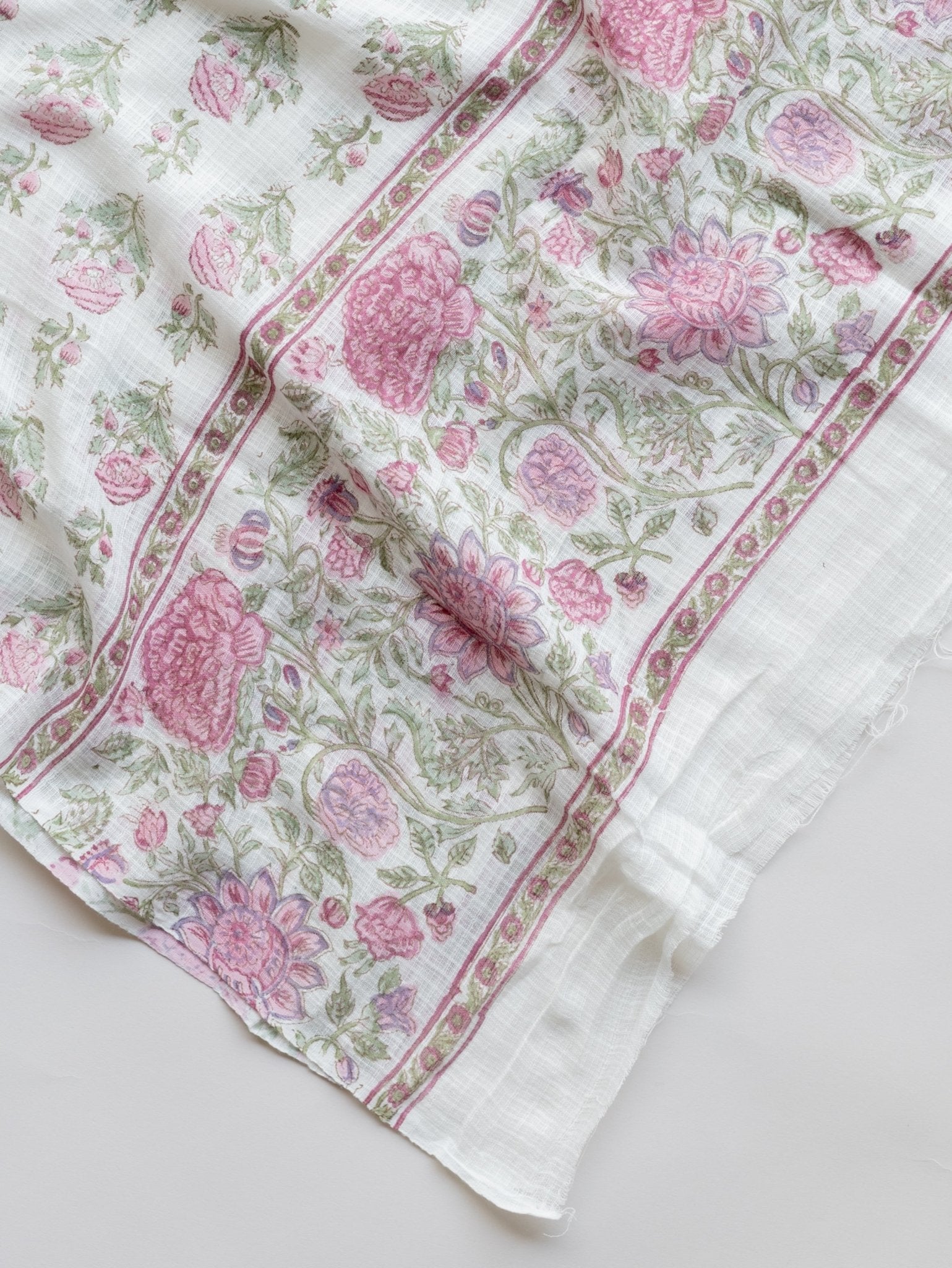 Cotton Block Printed Unstitched Suit Set - 3 Piece - AINA