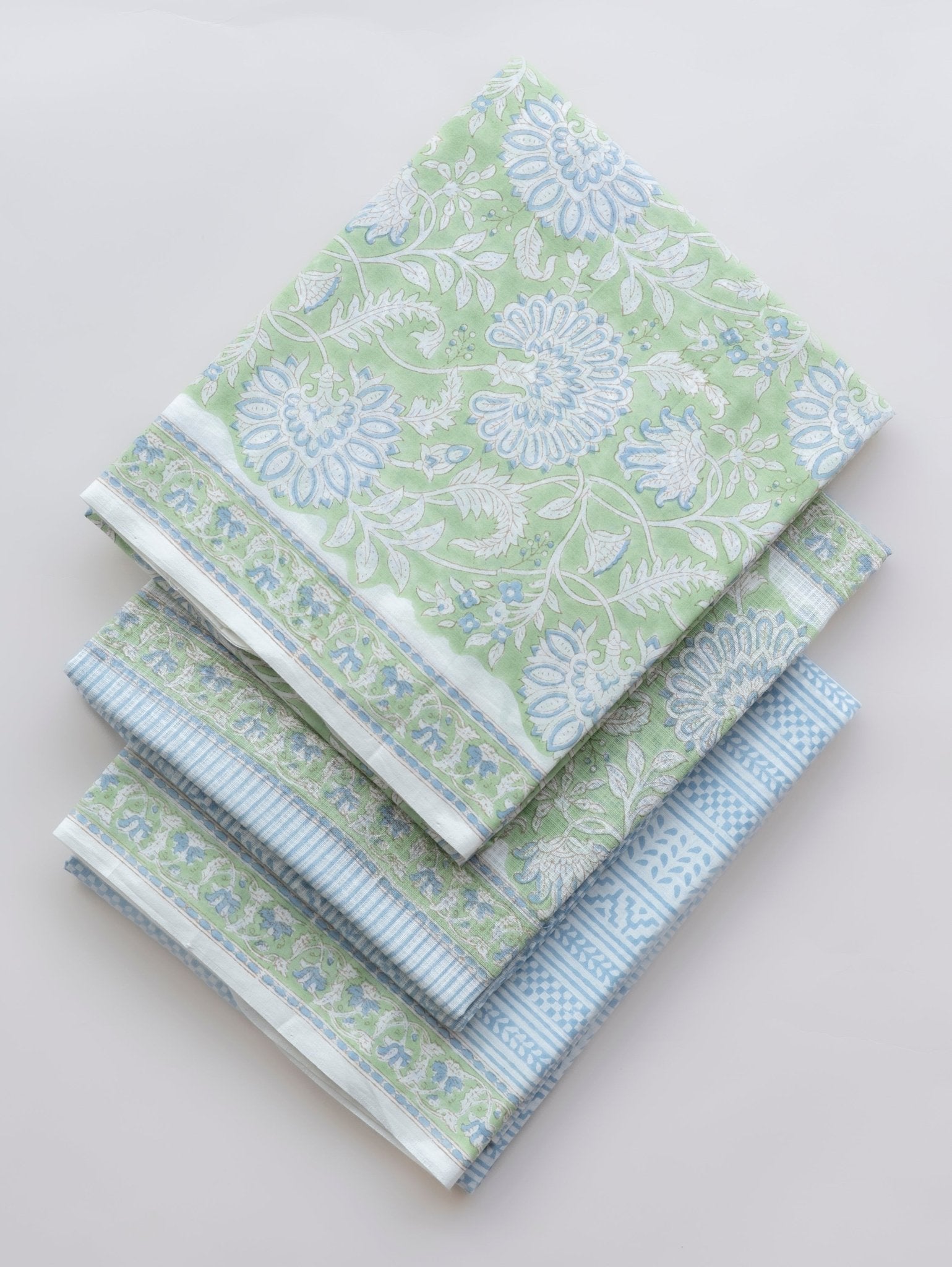 Cotton Block Printed Unstitched Suit Set - 3 Piece - AINA