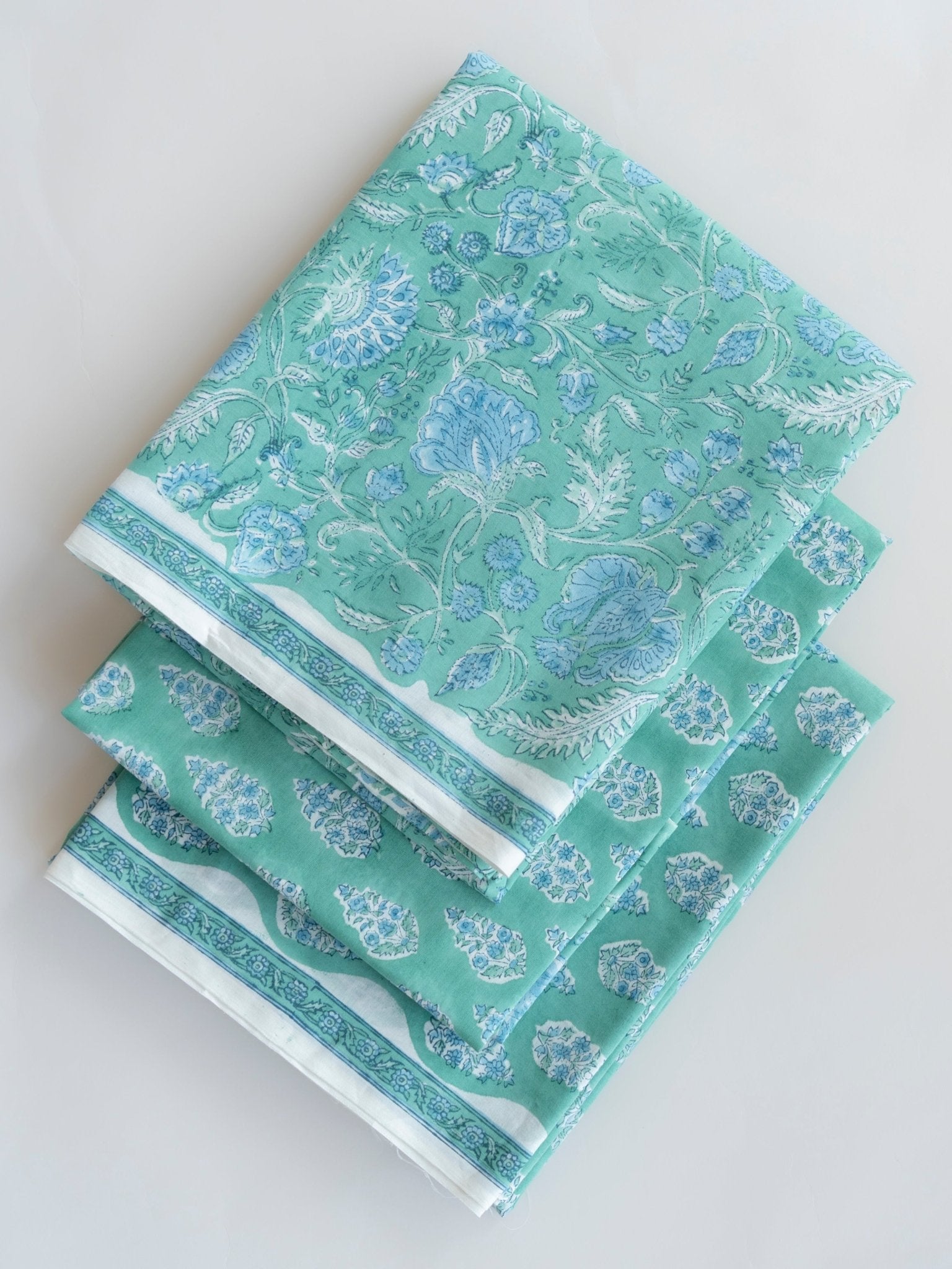 Cotton Block Printed Unstitched Suit Set - 3 Piece - AINA