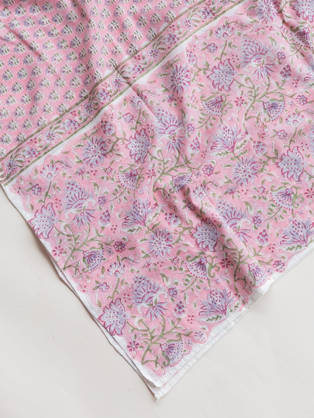 Cotton Block Printed Unstitched Suit Set - 3 Piece - AINA