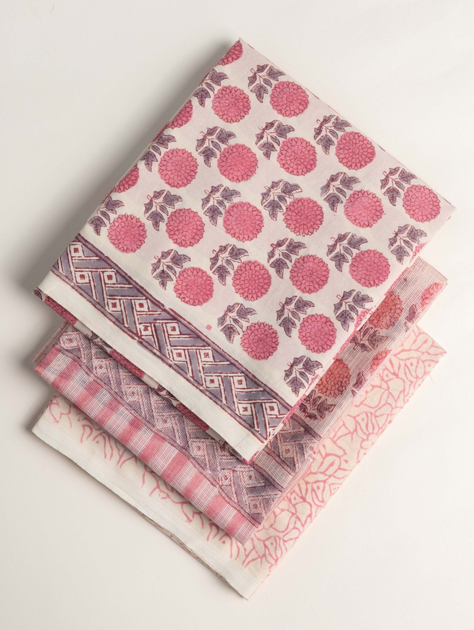 Cotton Mulmul Block Printed Unstitched Suit - 3 Piece - AINA