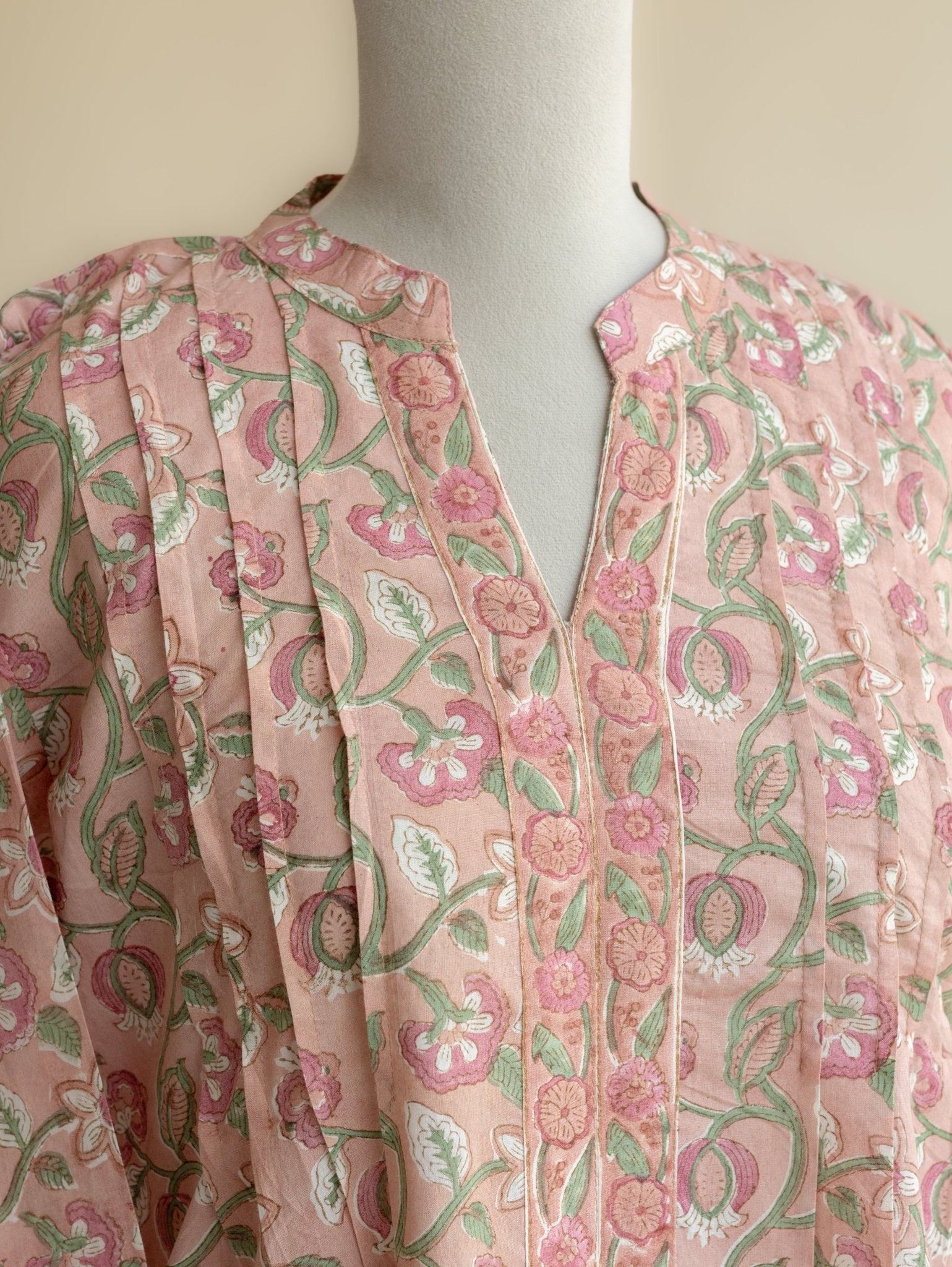 Daniya Cotton Block Printed Straight Kurta - AINA