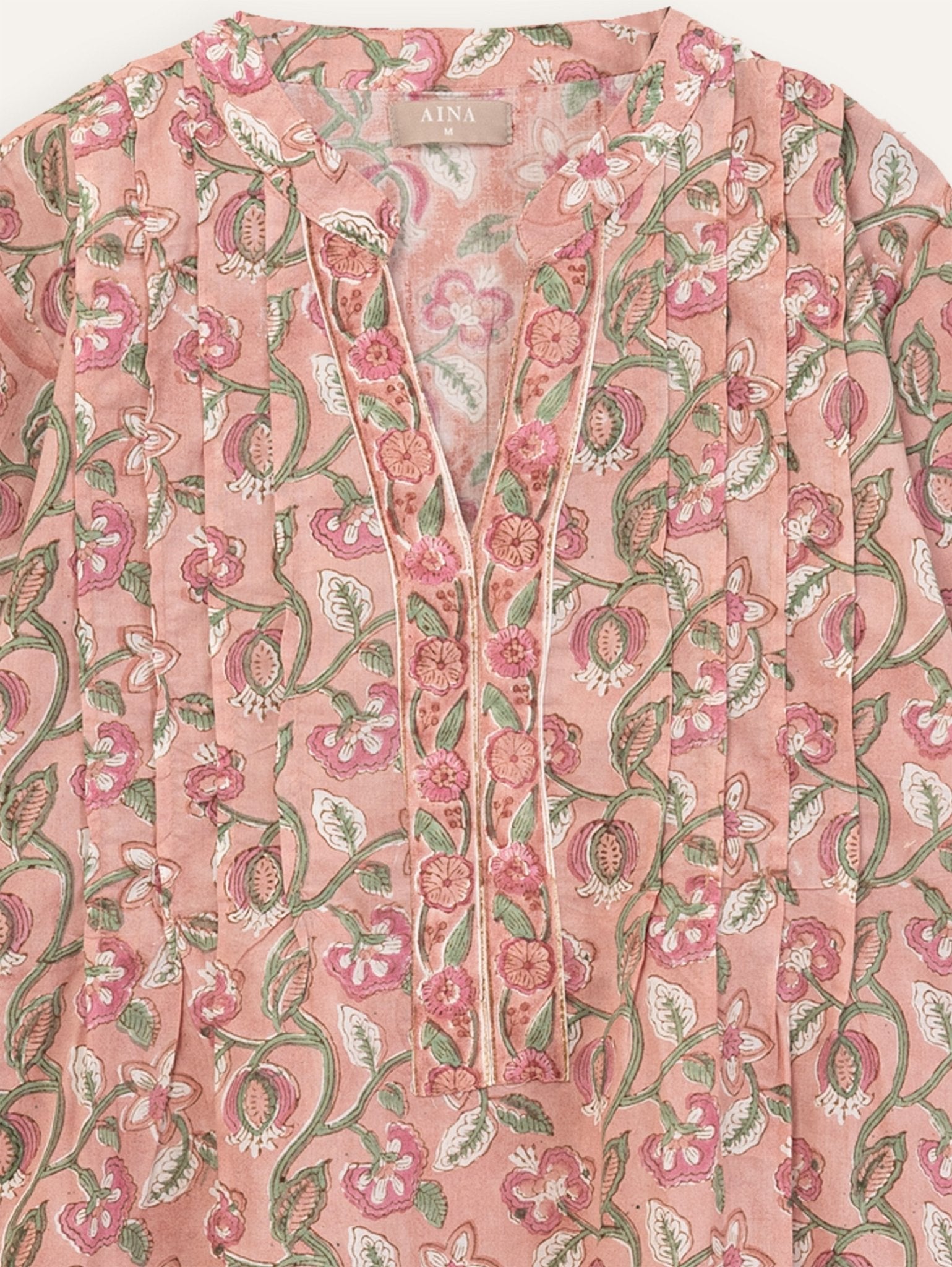 Daniya Cotton Block Printed Straight Kurta - AINA