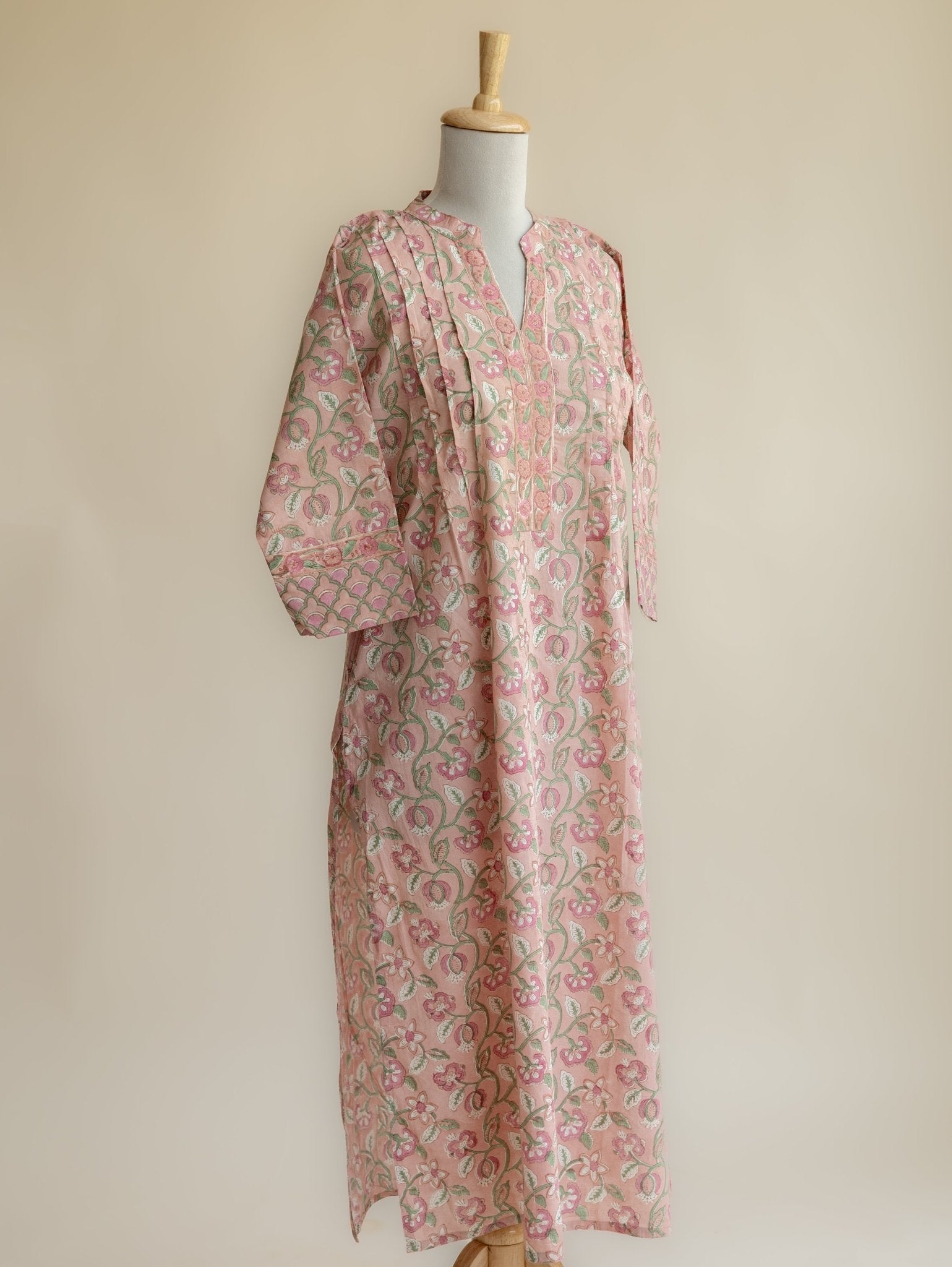 Daniya Cotton Block Printed Straight Kurta - AINA