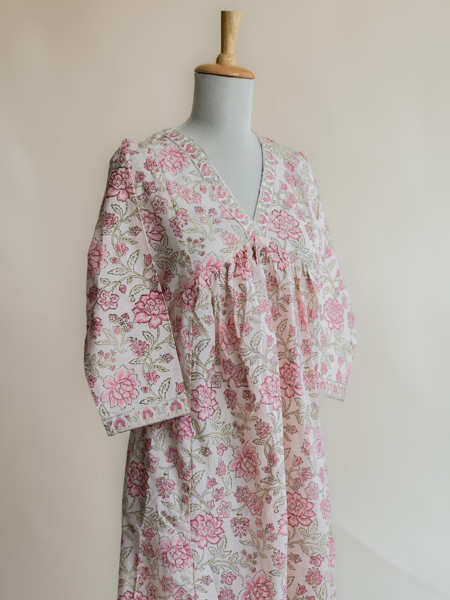 Darshana Cotton Block Printed A Line Kurta - AINA