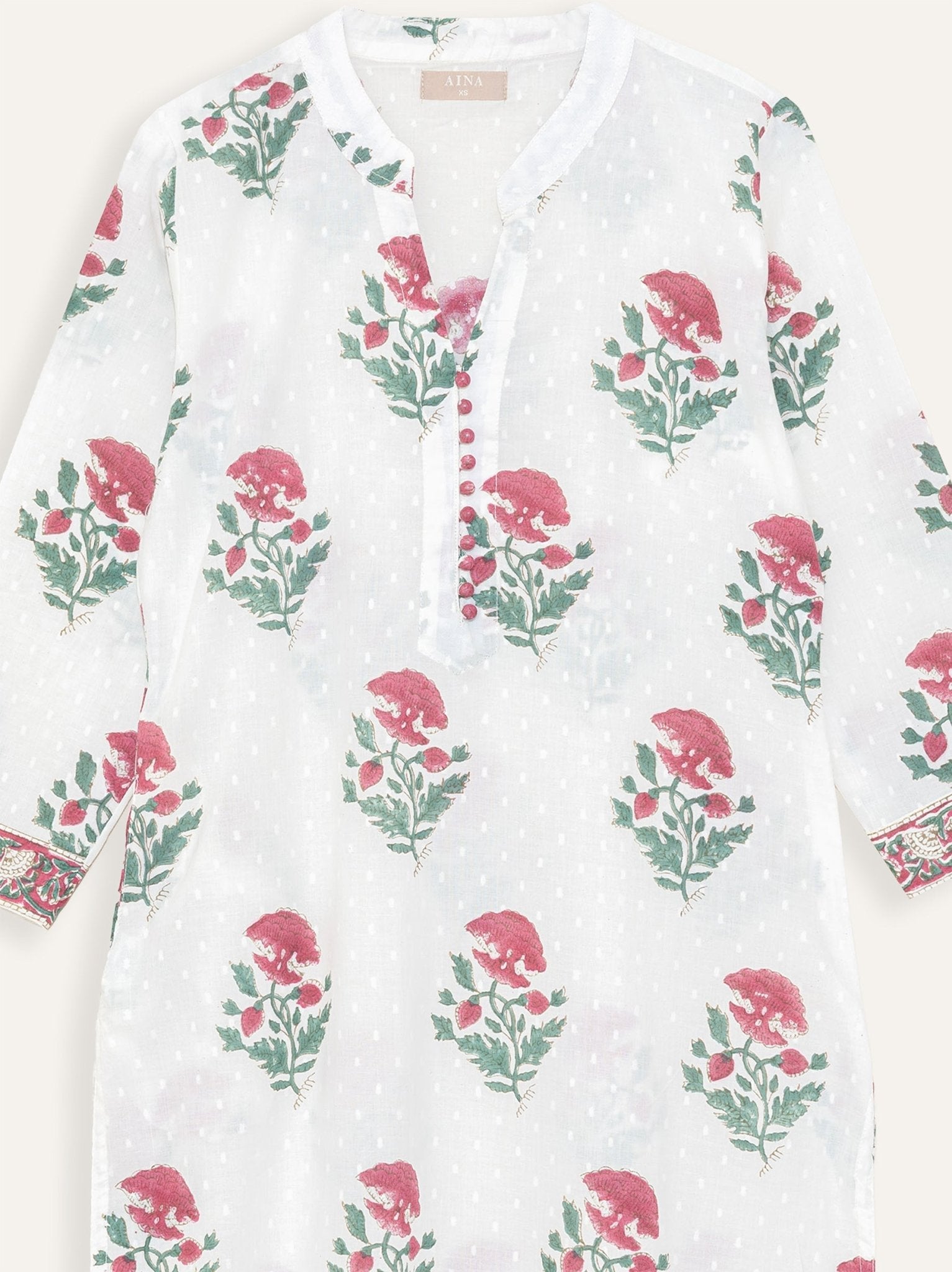 Darshi Cotton Dobby Block Printed Straight Kurta - AINA