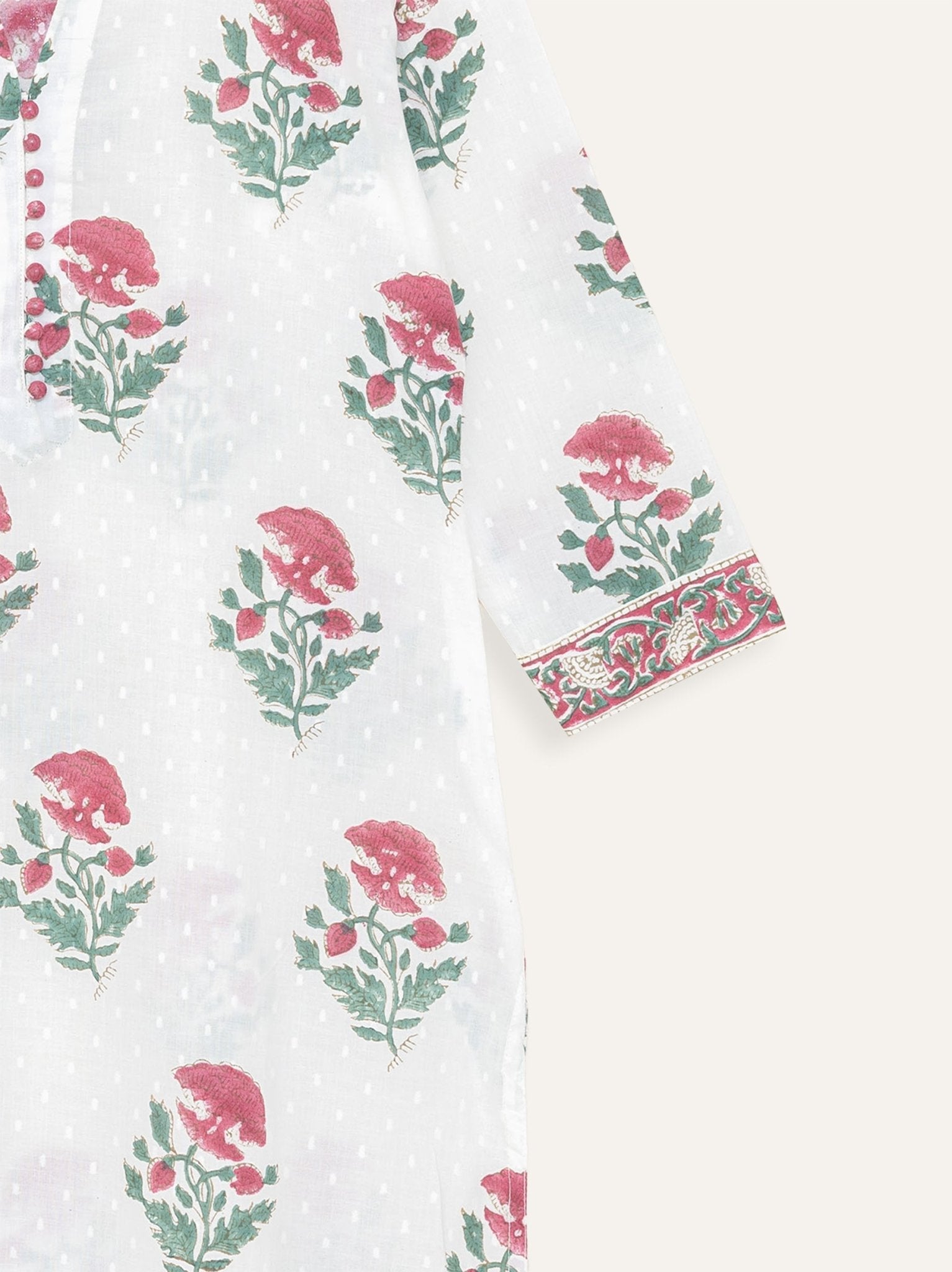 Darshi Cotton Dobby Block Printed Straight Kurta - AINA