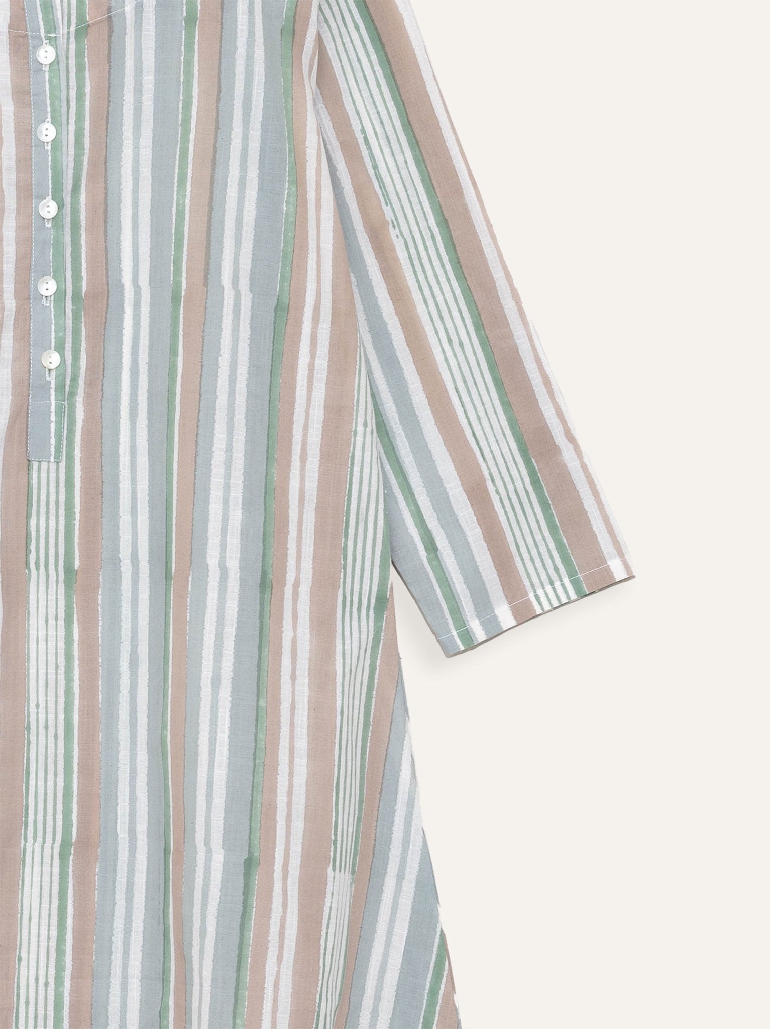 Deni Cotton Block Printed A - Line Kurta - AINA