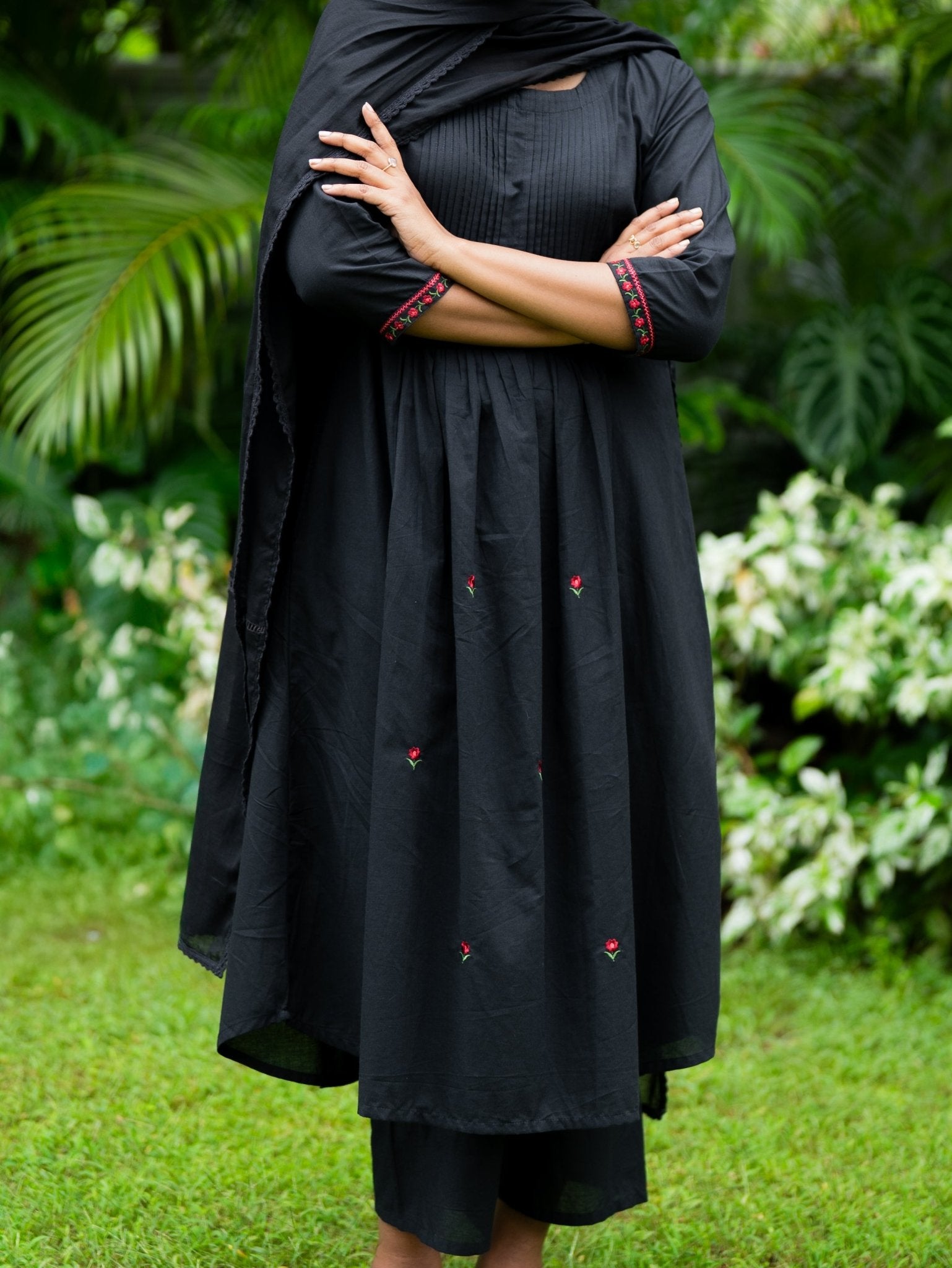 Devina Cotton Embroidered A - Line Suit Set - AINA