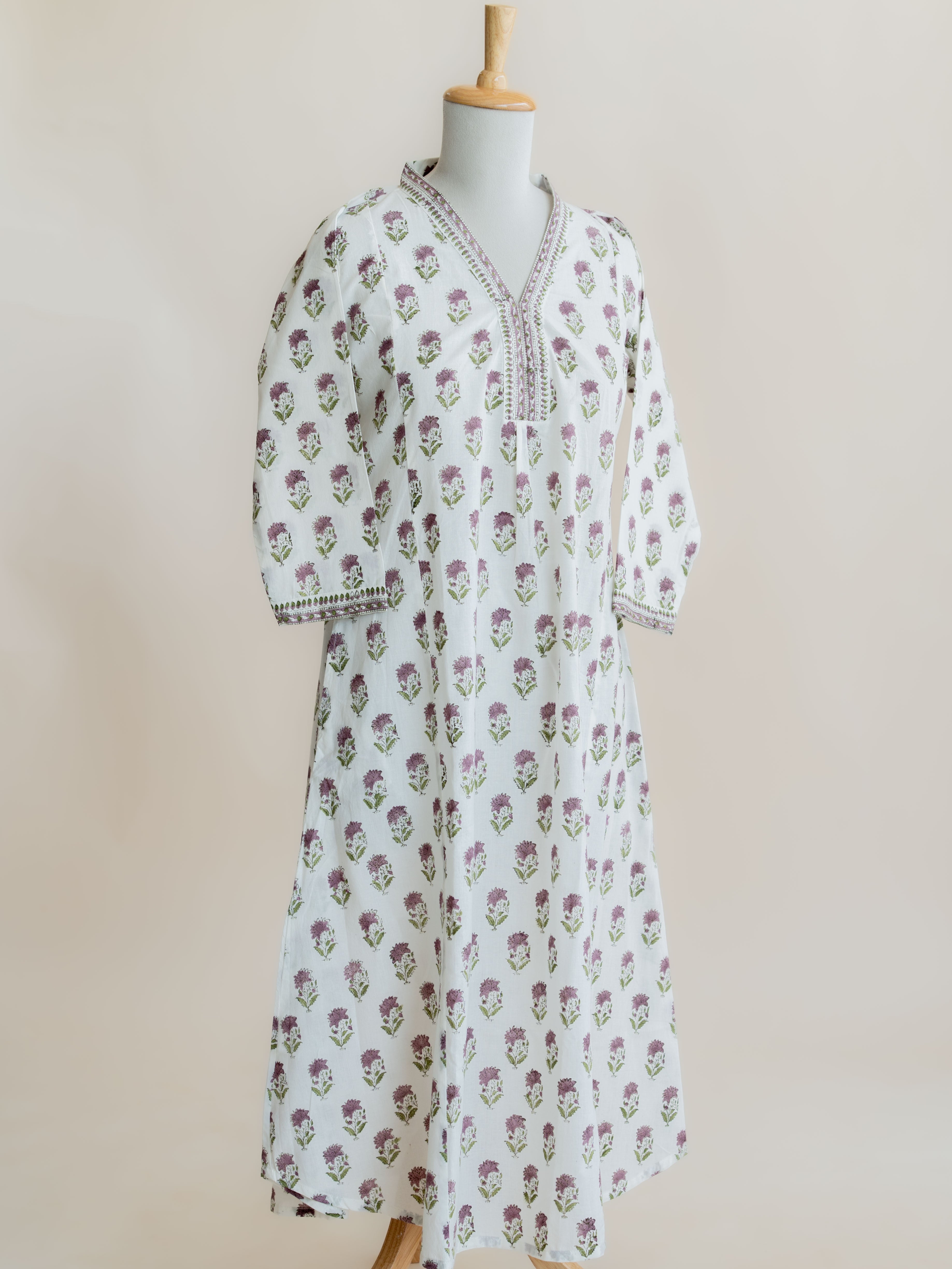 Hridhya Cotton Block Printed A-Line Kurta