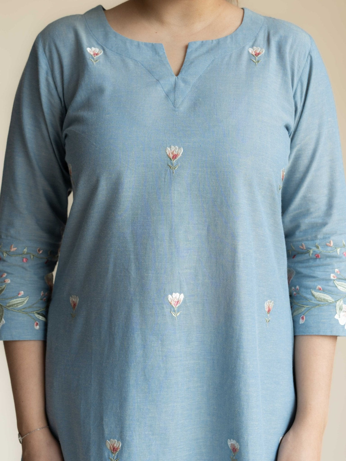 Dhara Cotton Handloom Embroidered A-Line 2 Piece Set - AINA