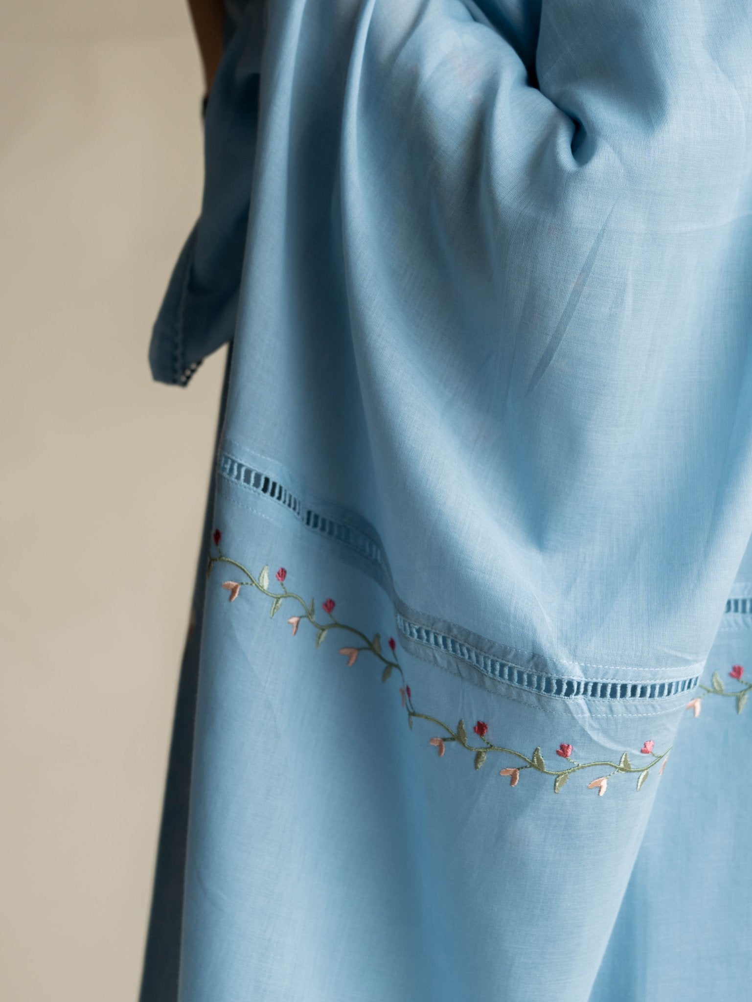 Dhara Cotton Handloom Embroidered A-Line Suit Set - AINA