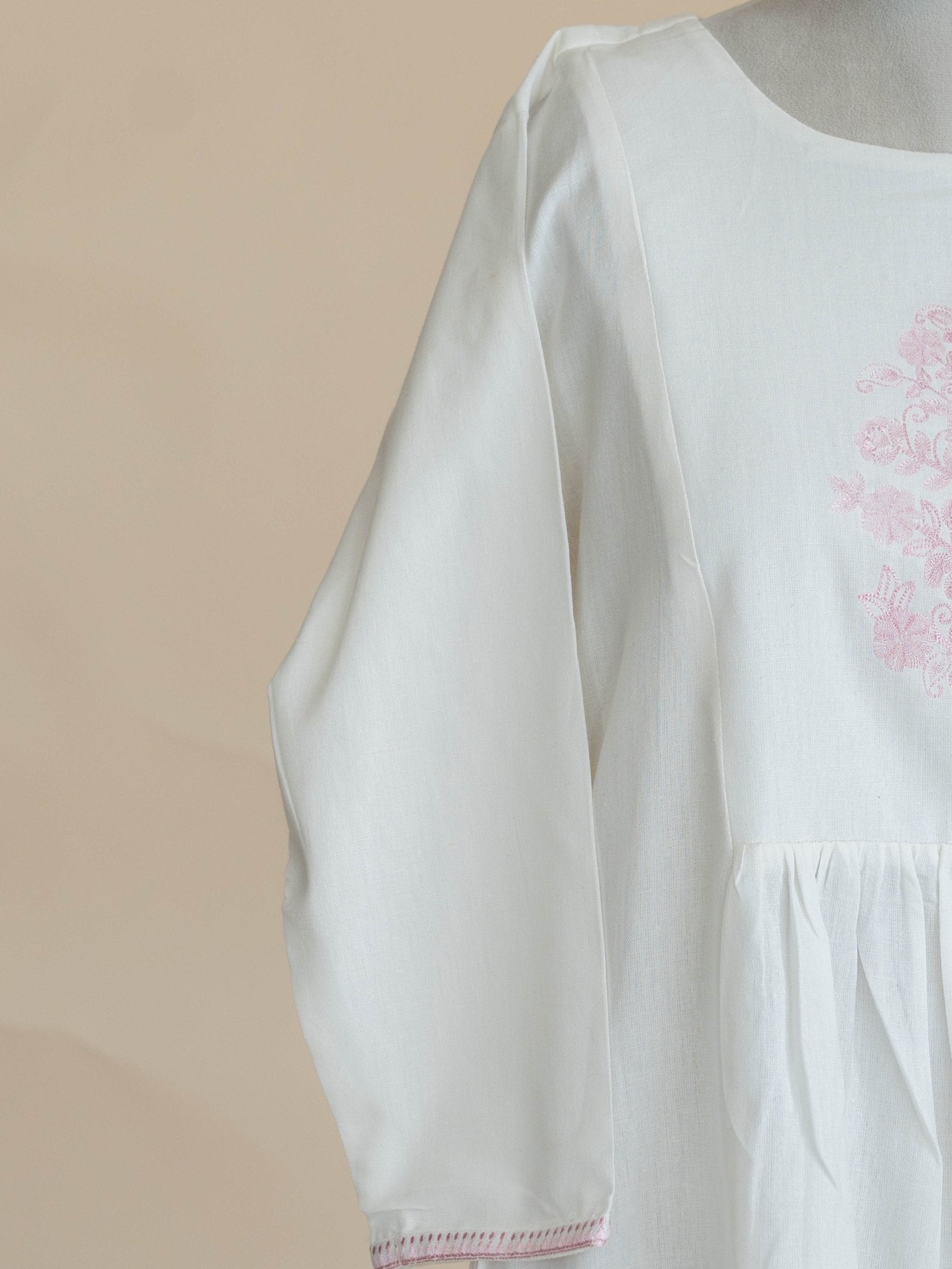 Dhisha Cotton Flax Embroidered A-Line Kurta - AINA