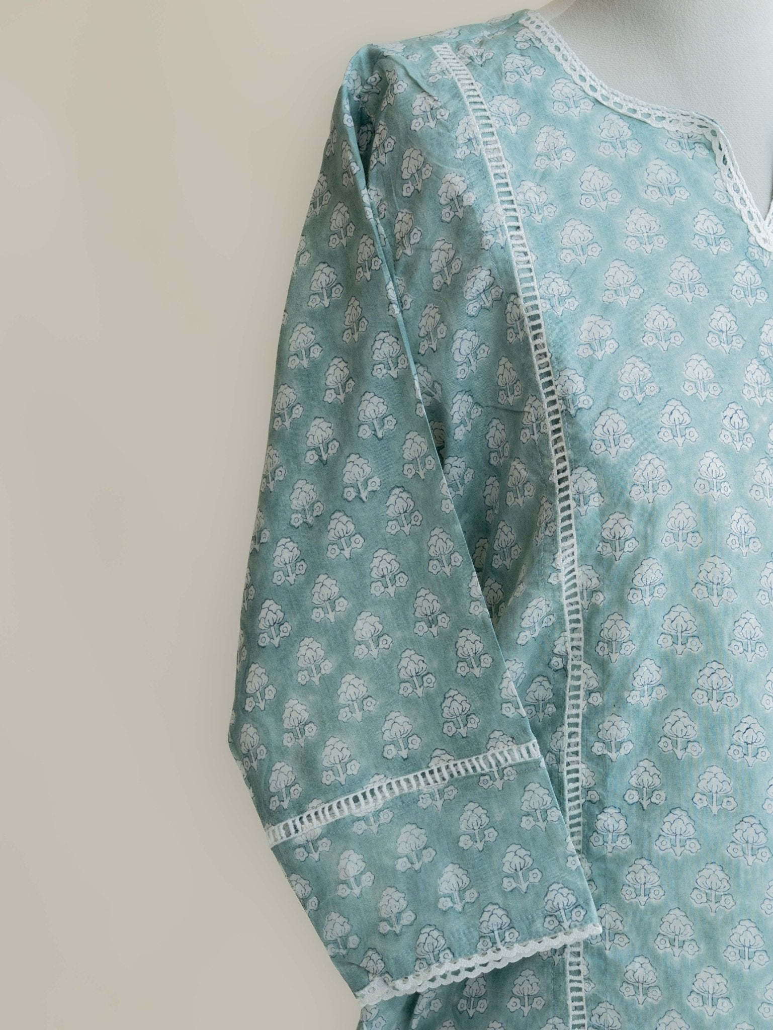 Dhwani Cotton Block Printed Straight Kurta - AINA