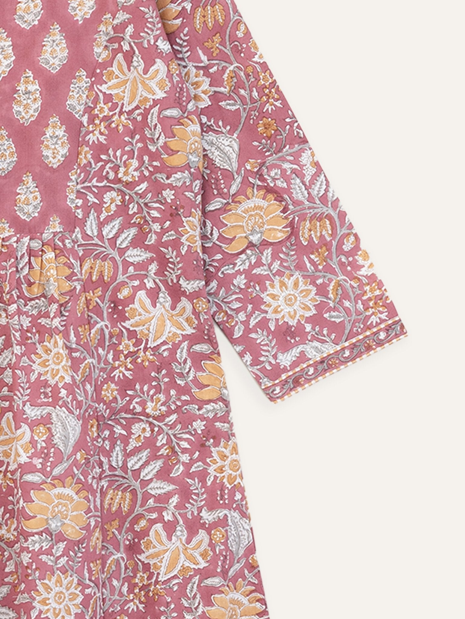 Diana Cotton Block Printed A - Line Kurta - AINA