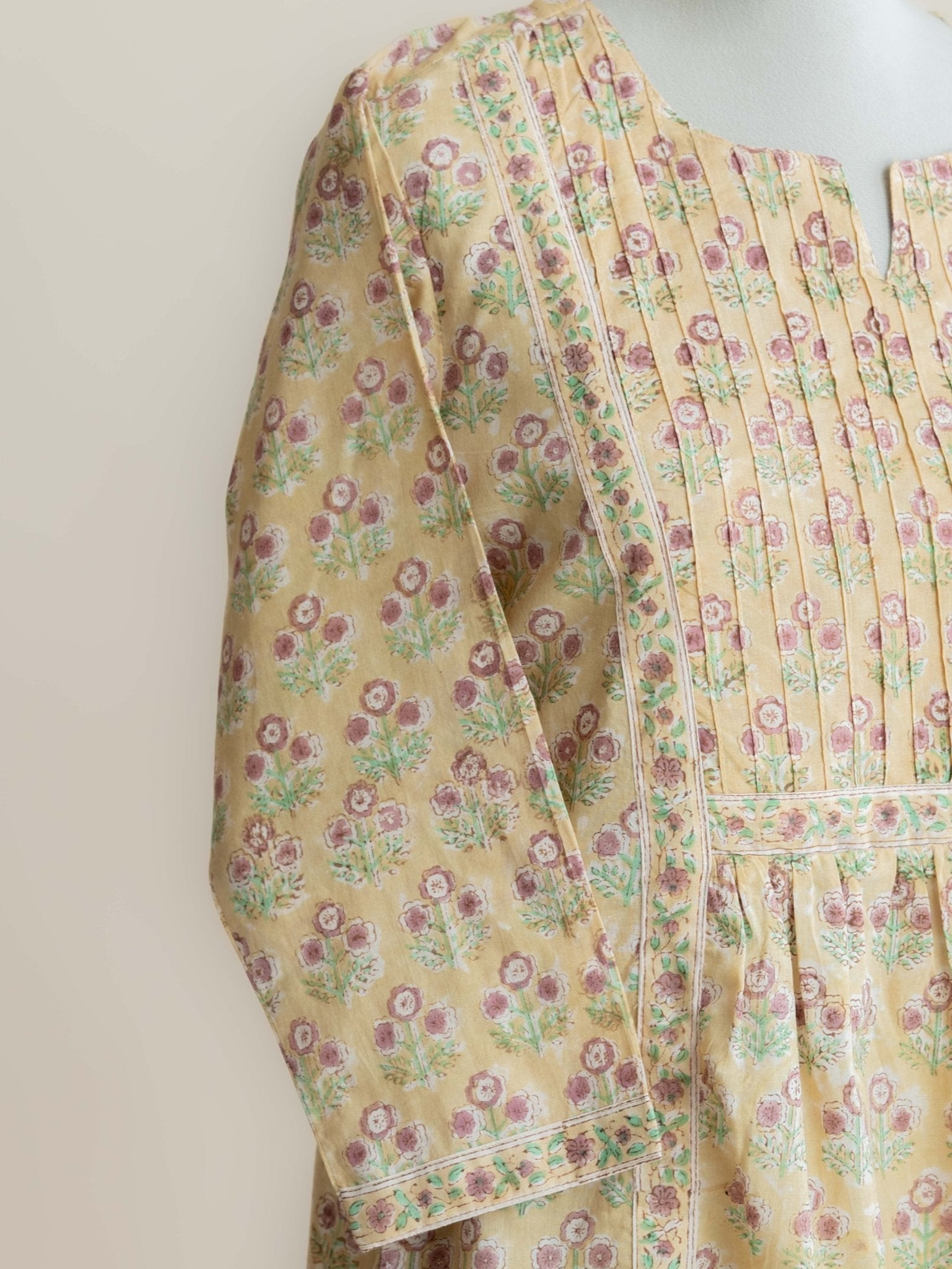 Dina Cotton Block Printed A Line Kurta - AINA