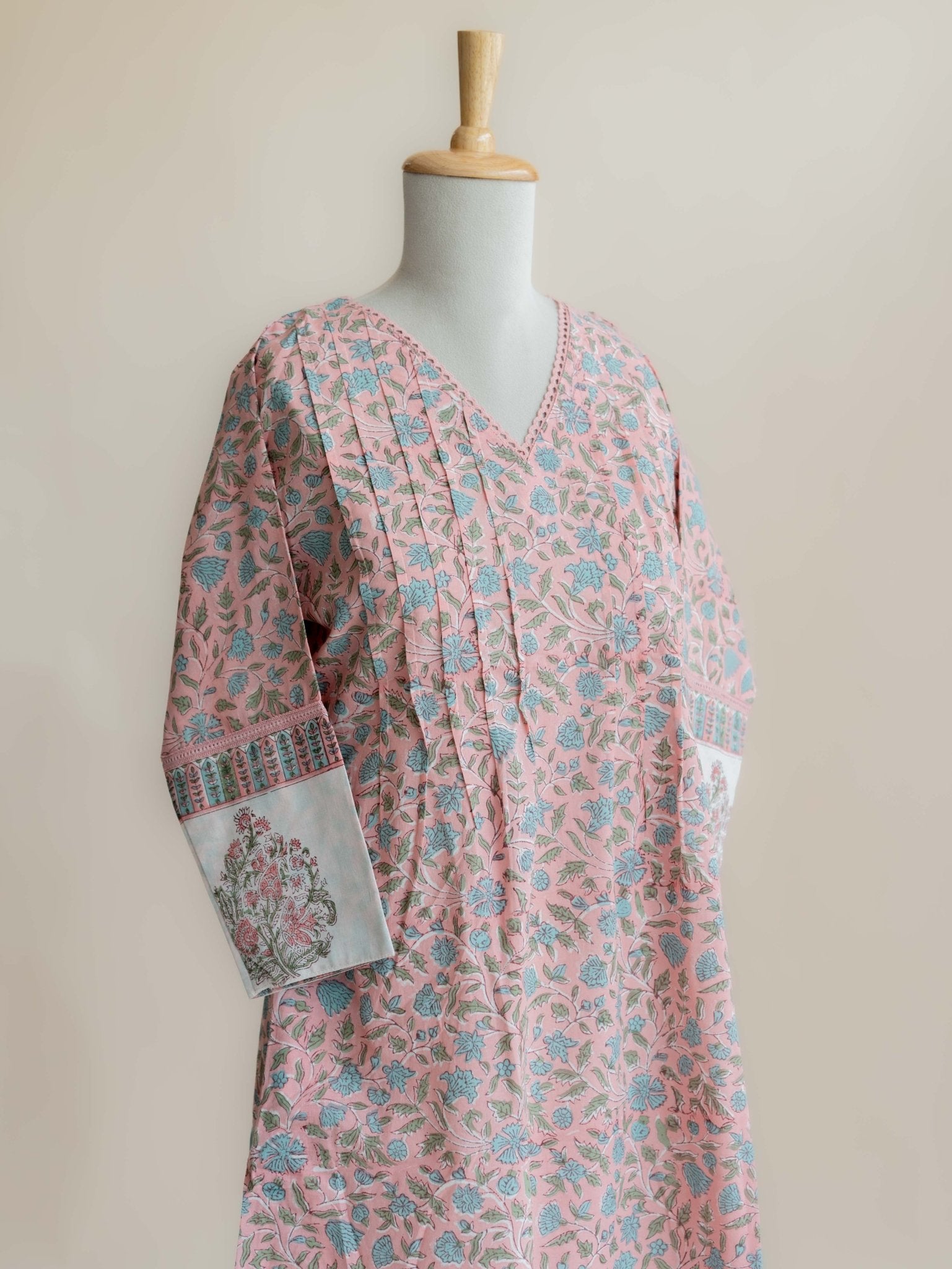 Diva Cotton Block Printed A - Line Kurta - AINA