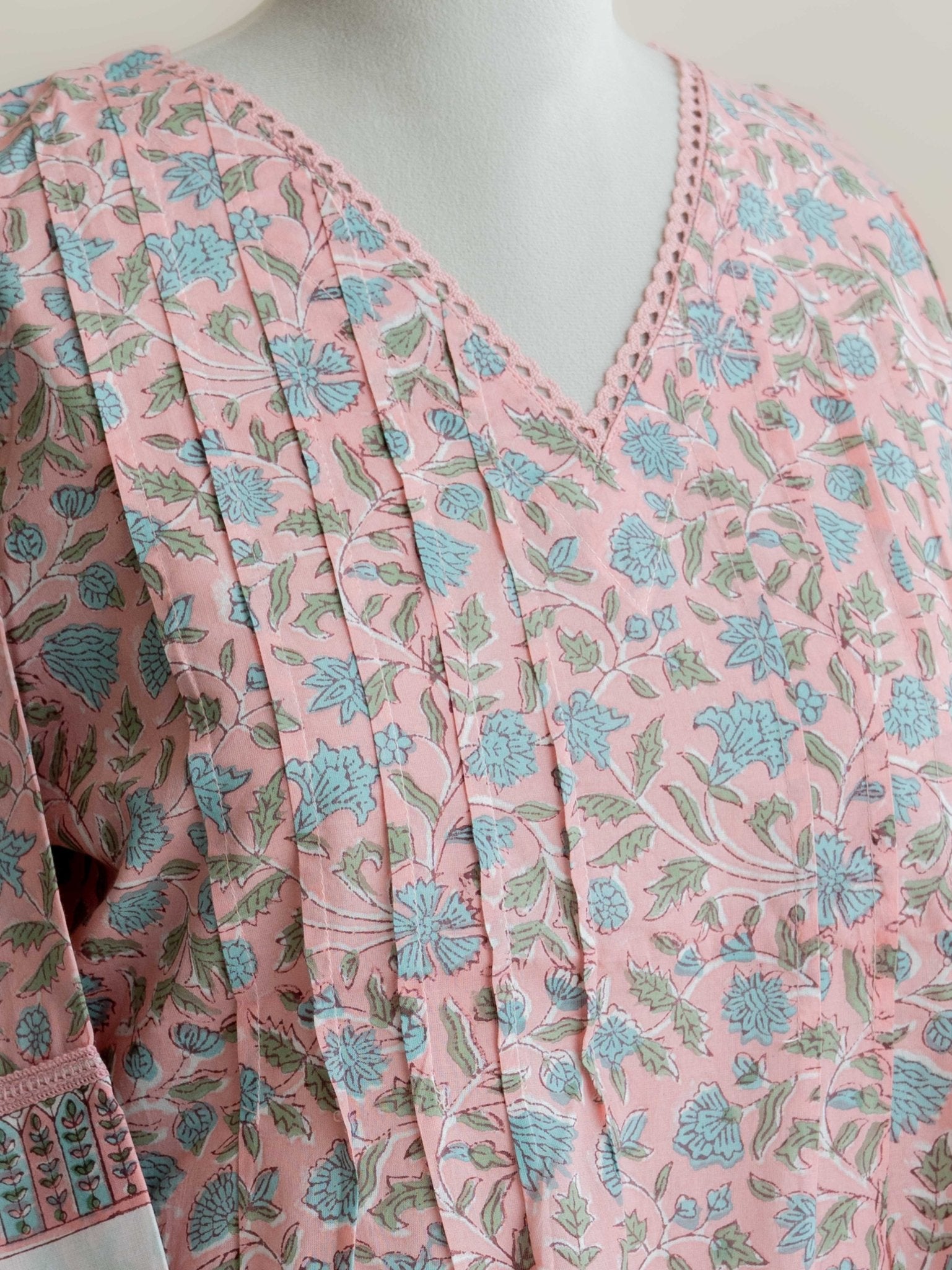 Diva Cotton Block Printed A - Line Kurta - AINA