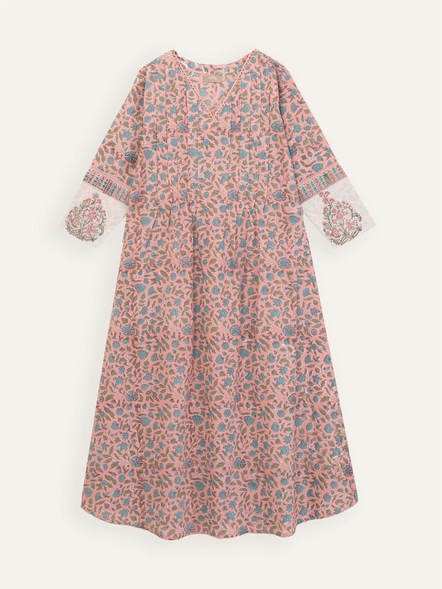 Diva Cotton Block Printed A - Line Kurta - AINA