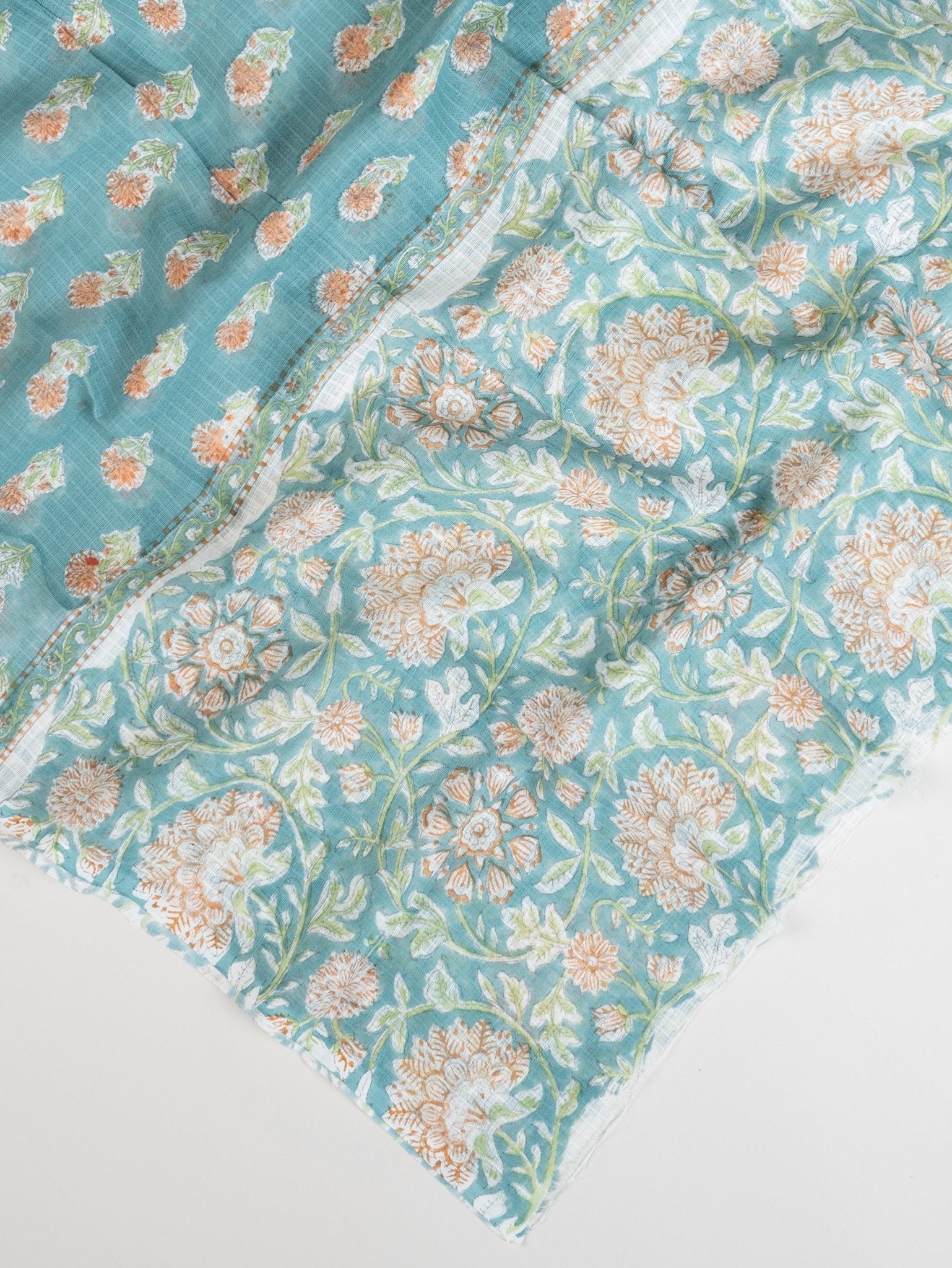 Diya Cotton Block Printed Unstitched Suit Set - 3 Piece - AINA