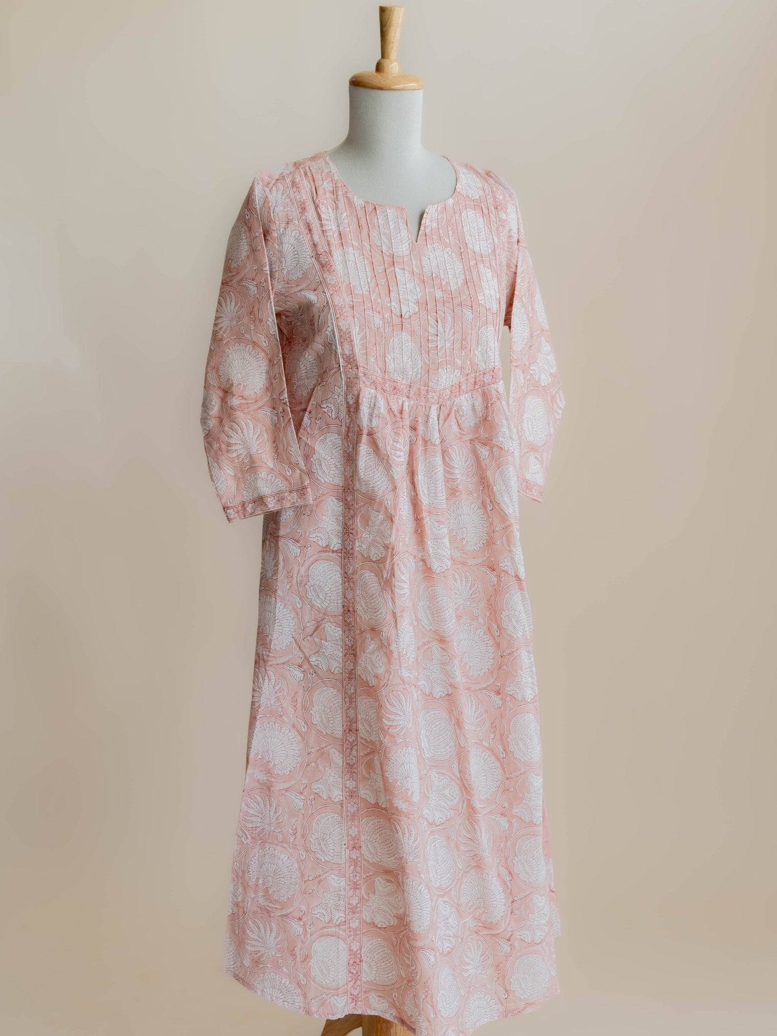 Doyel Cotton Block Printed A - Line Kurta - AINA