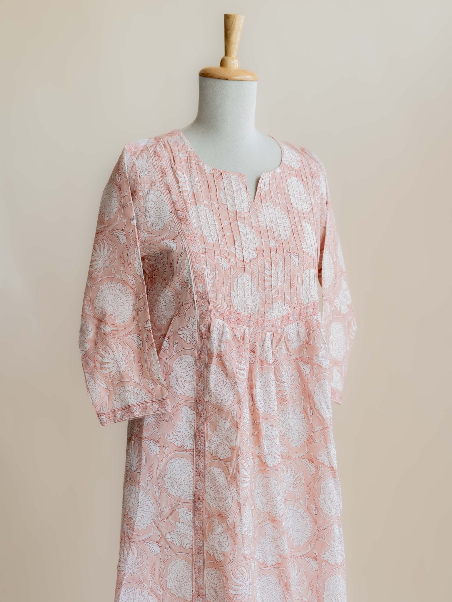 Doyel Cotton Block Printed A - Line Kurta - AINA
