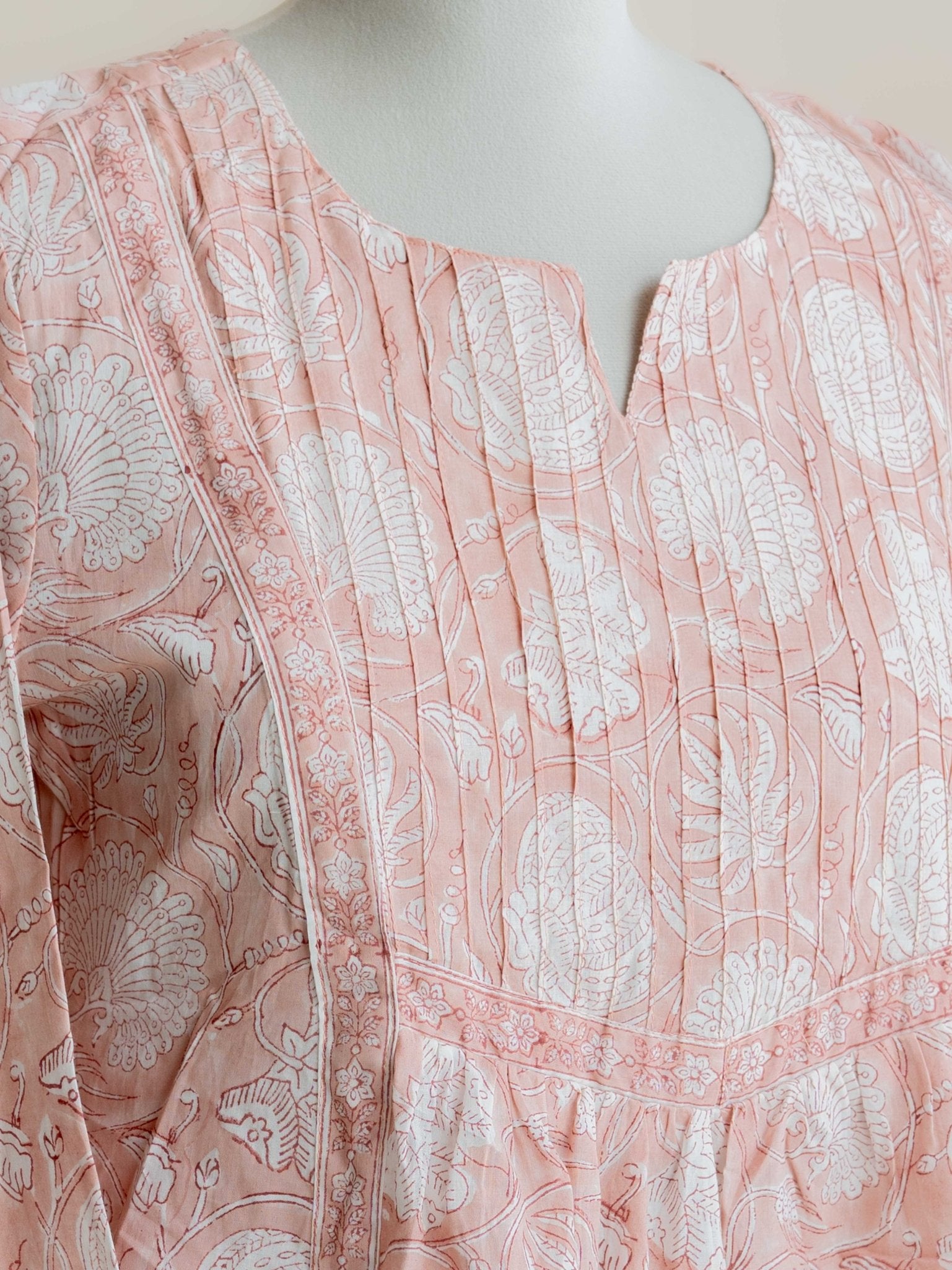 Doyel Cotton Block Printed A - Line Kurta - AINA