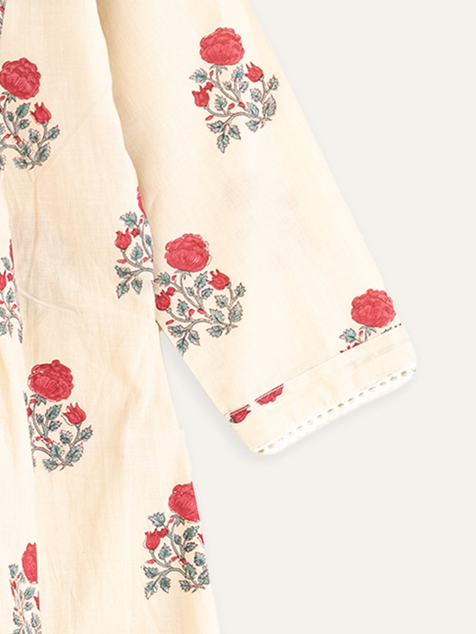 Durga Cotton Block Printed A - Line Kurta - AINA
