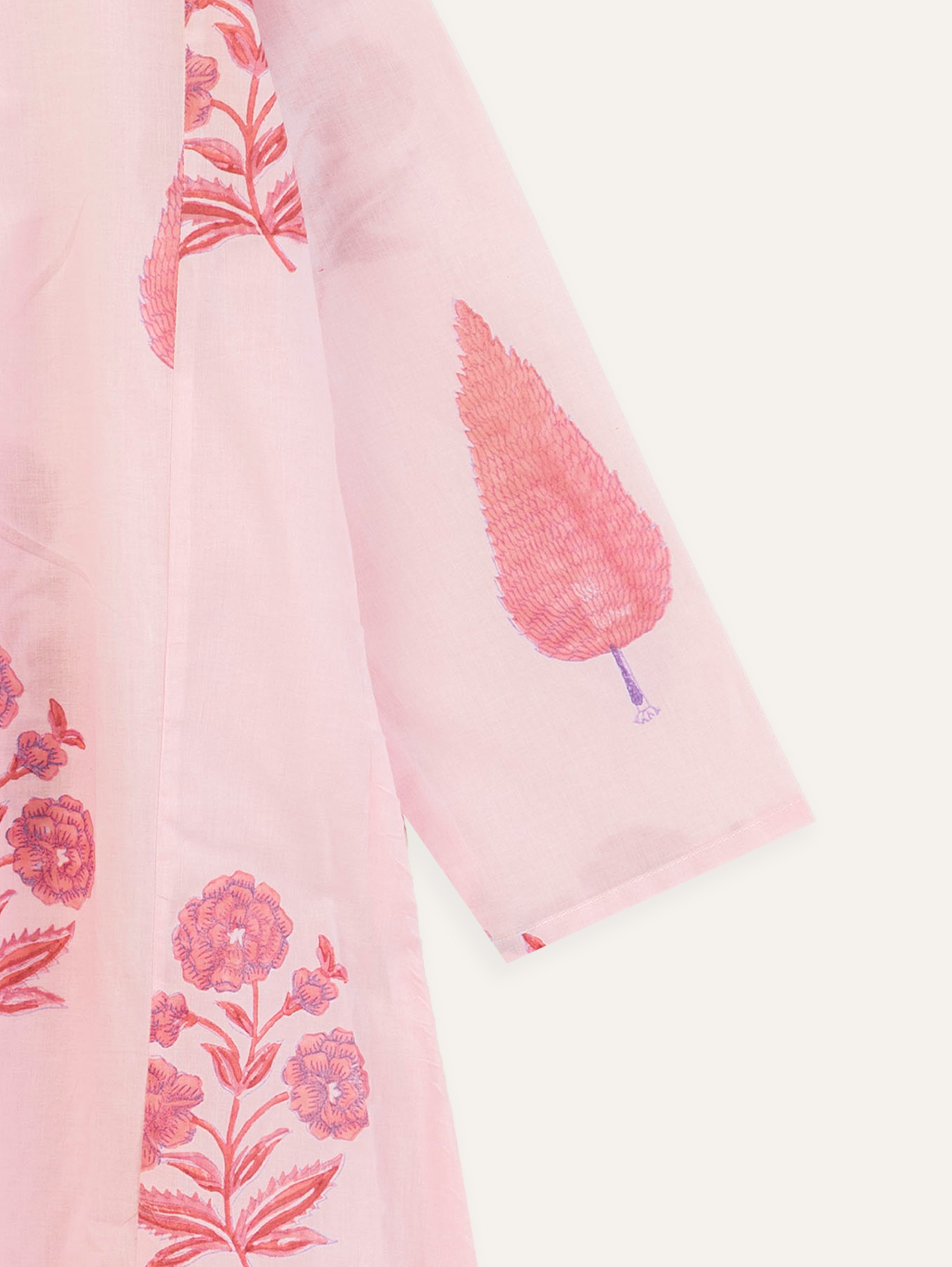 Neamah Cotton Block Printed A Line Kurta
