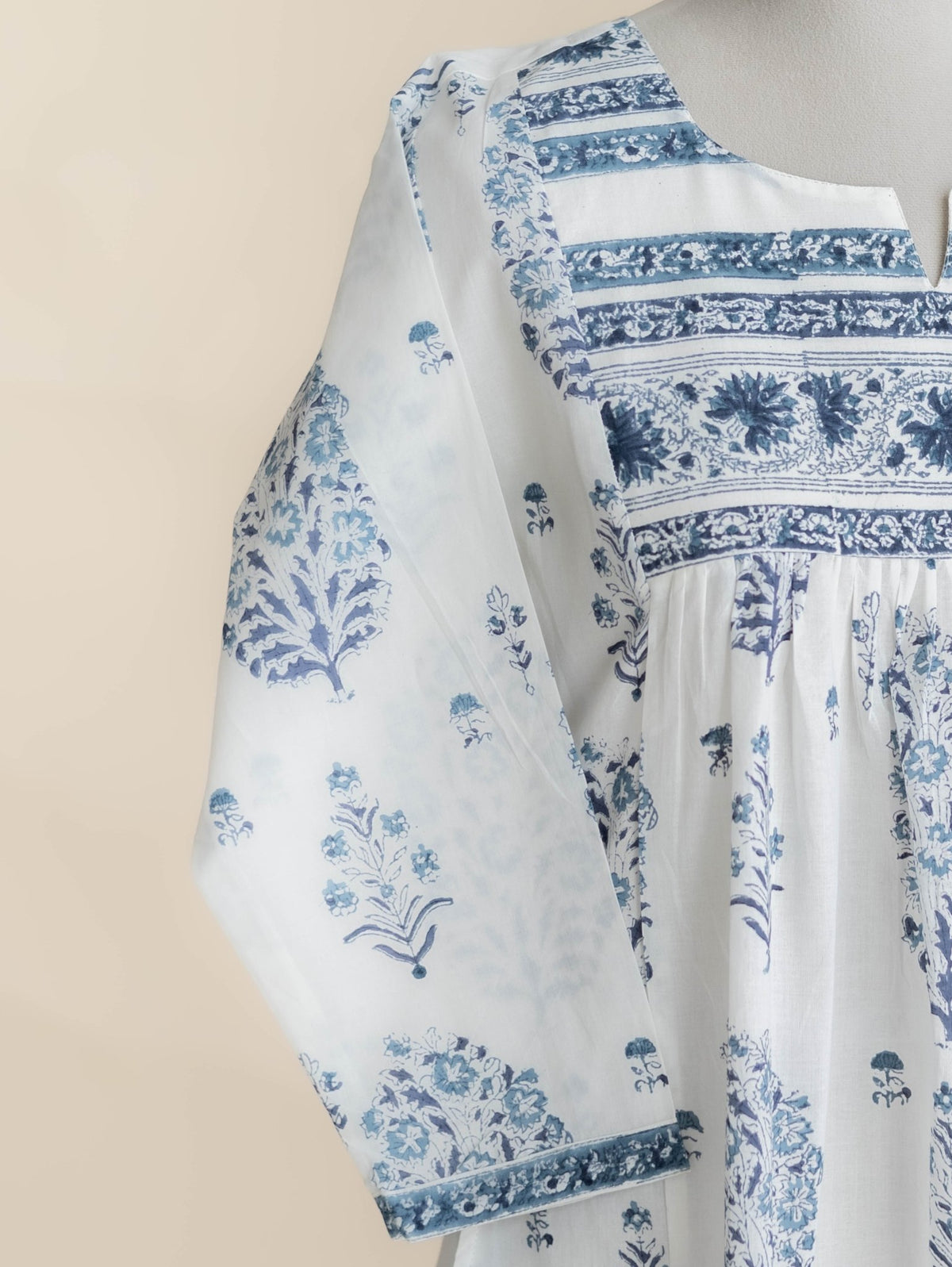 Eleena Cotton Block Printed A-Line Kurta - AINA