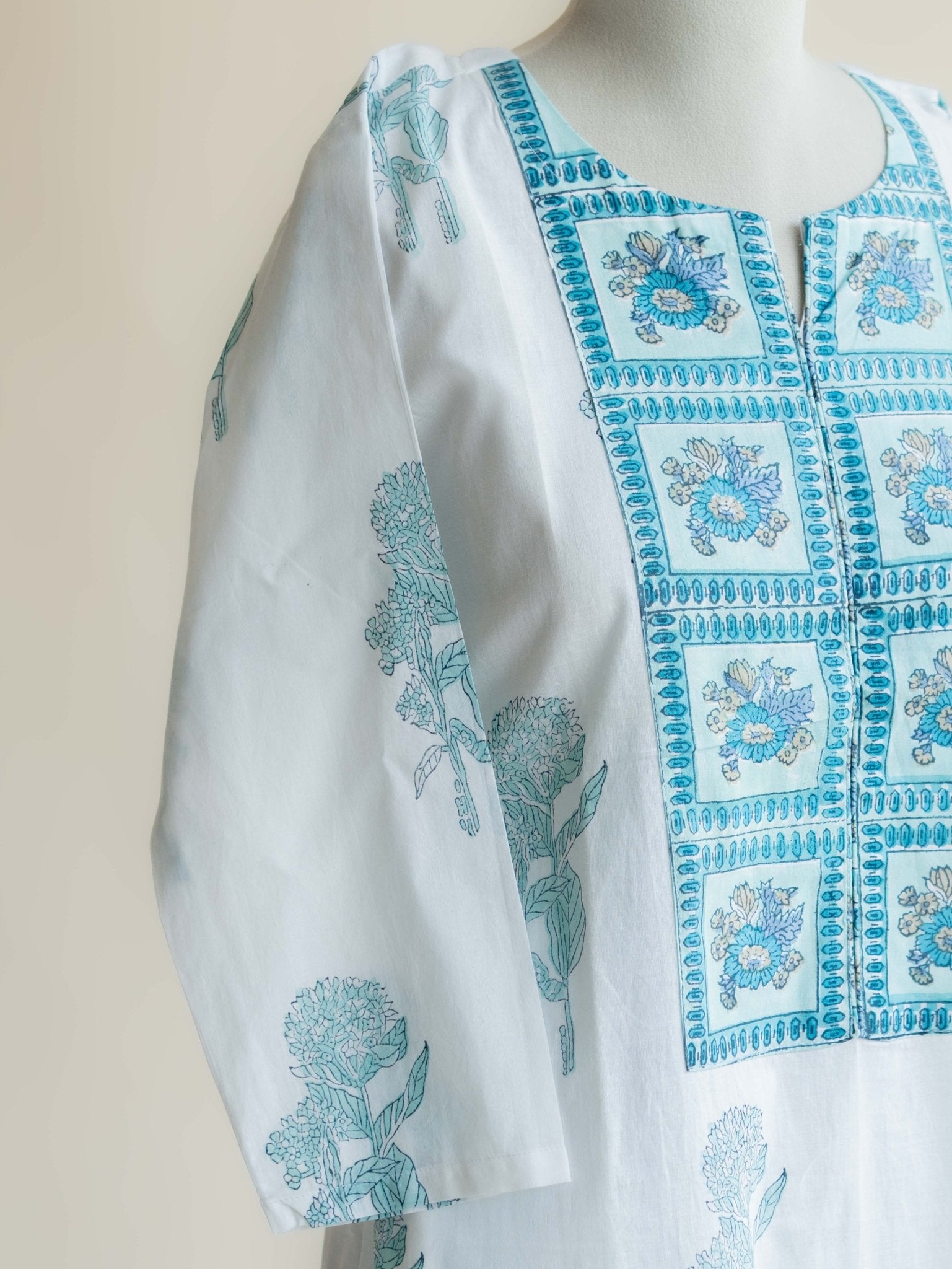 Elizabeth Cotton Block Printed Straight Kurta - AINA